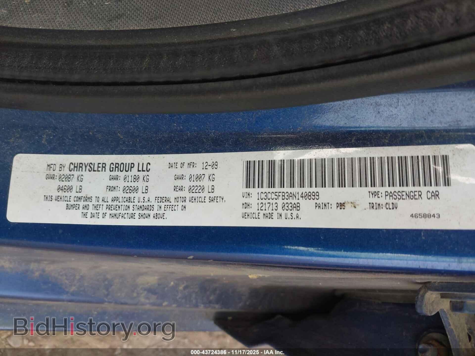 2010 CHRYSLER SEBRING - VIN: 1C3CC5FB3AN140899 - Фото 9