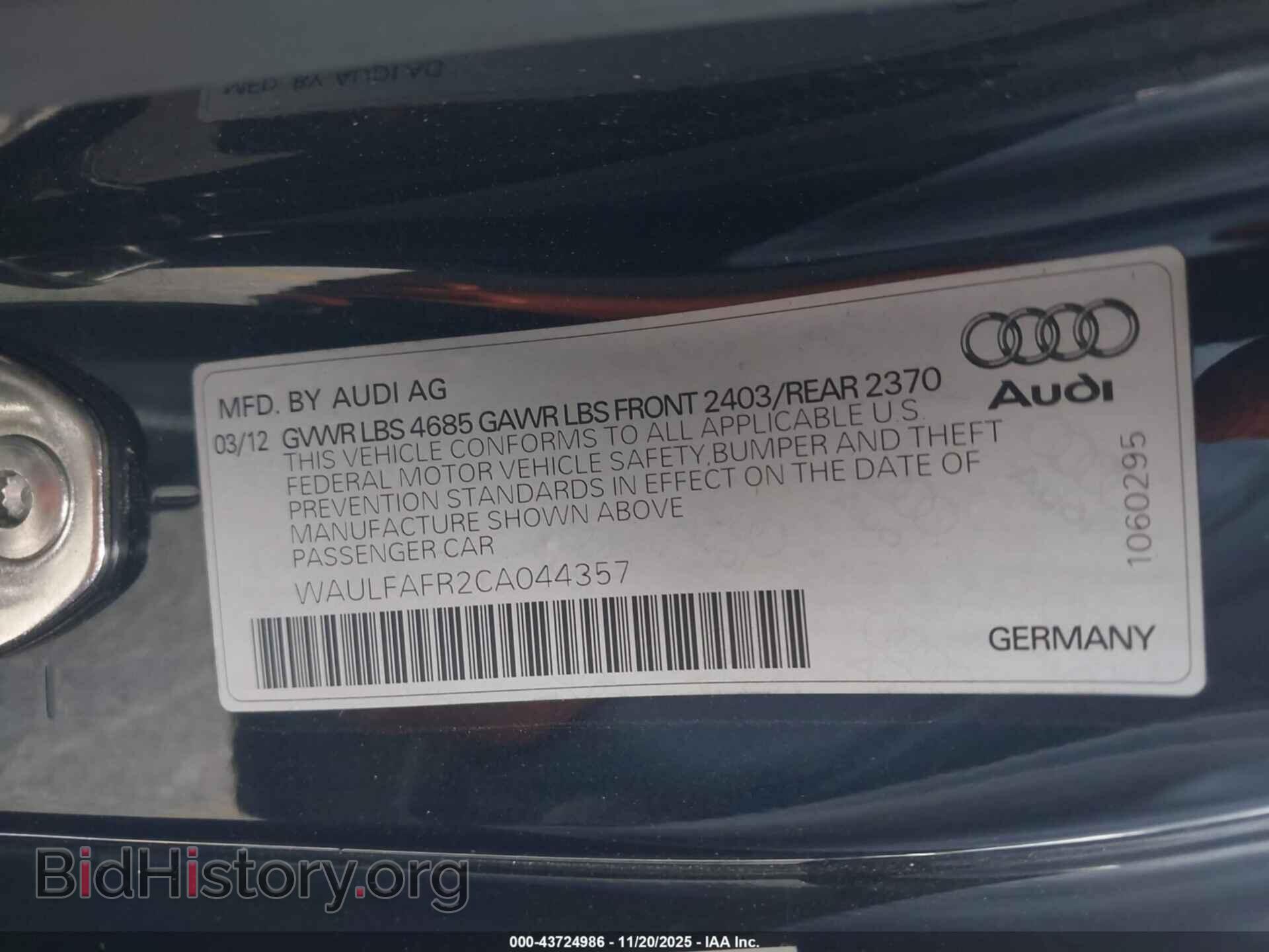 2012 AUDI A5 - VIN: WAULFAFR2CA044357 - Photo 9