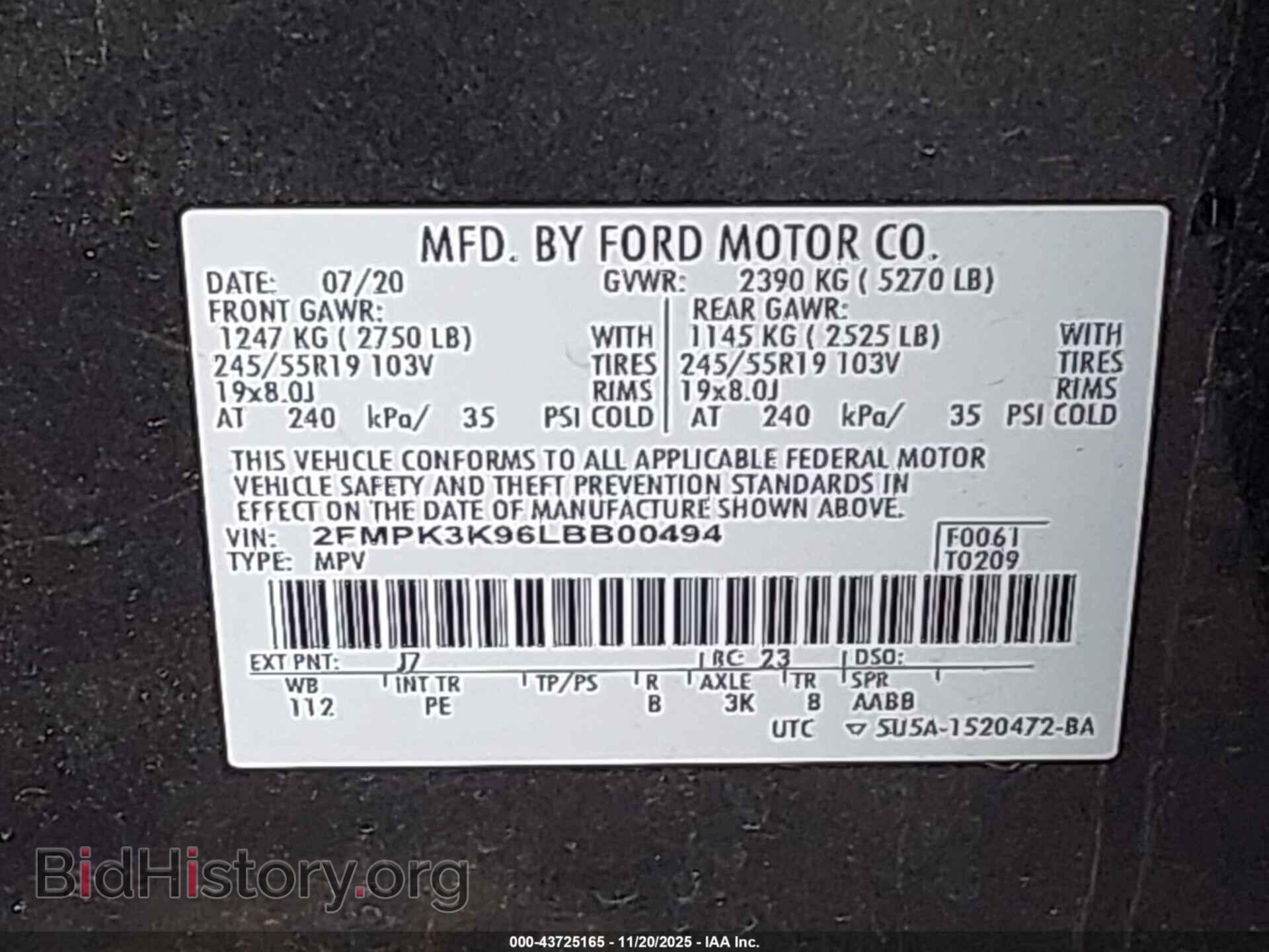 2020 FORD EDGE - VIN: 2FMPK3K96LBB00494 - Фото 9