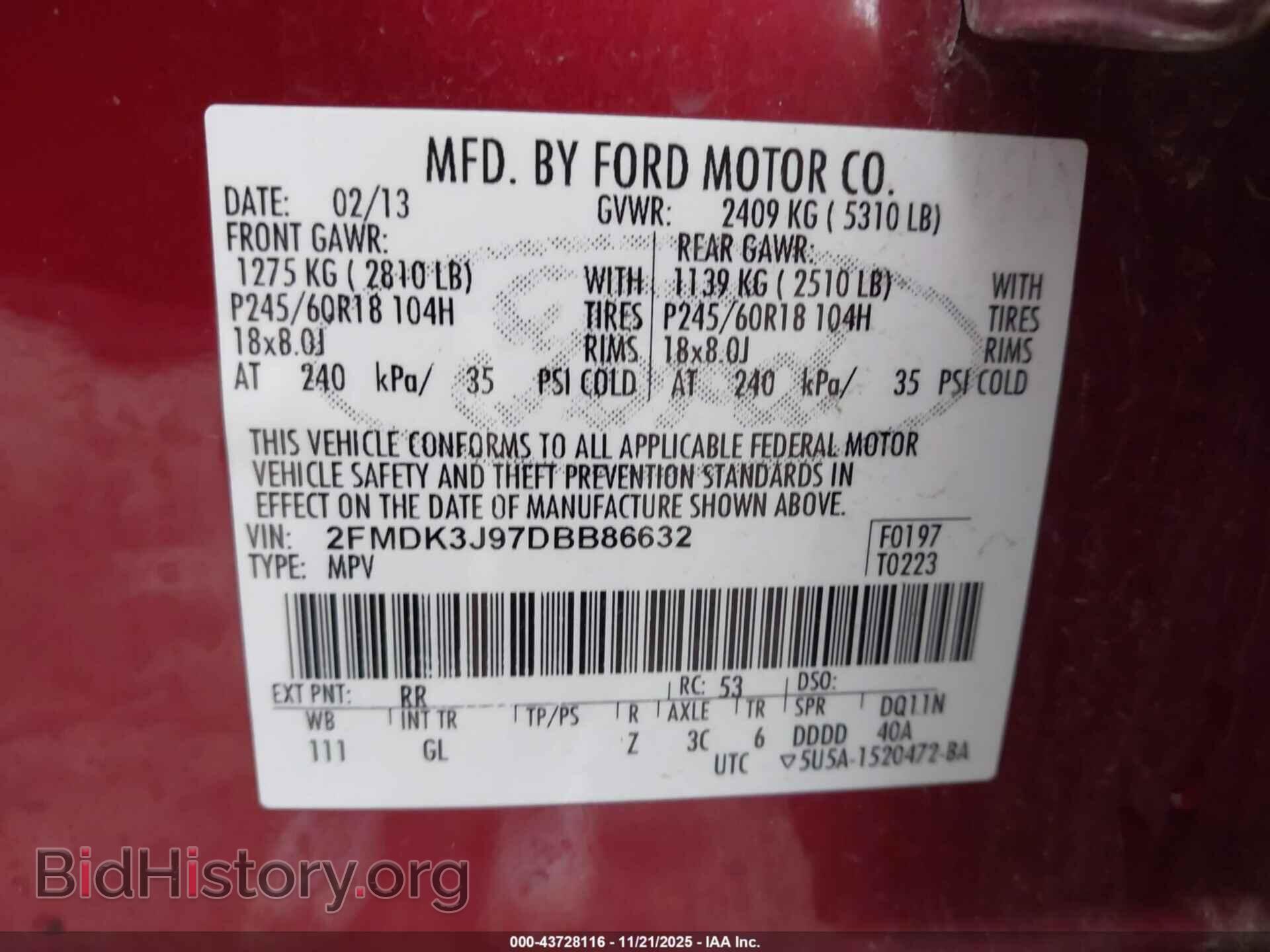 2013 FORD EDGE - VIN: 2FMDK3J97DBB86632 - Фото 9