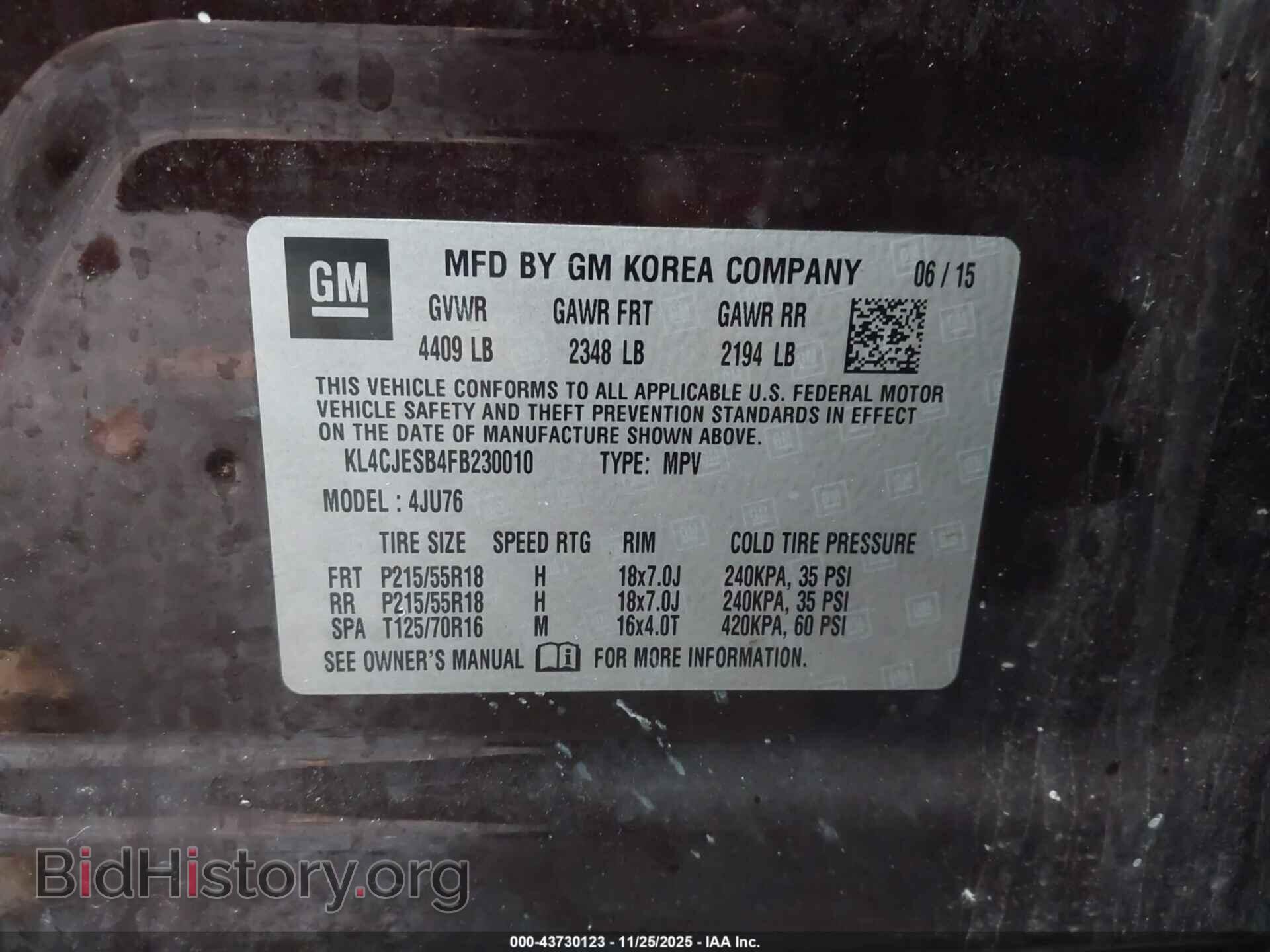 2015 BUICK ENCORE - VIN: KL4CJESB4FB230010 - Фото 9