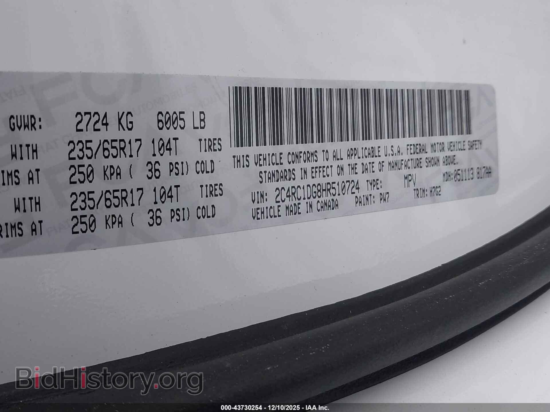 2017 CHRYSLER PACIFICA - VIN: 2C4RC1DG8HR510724 - Photo 9