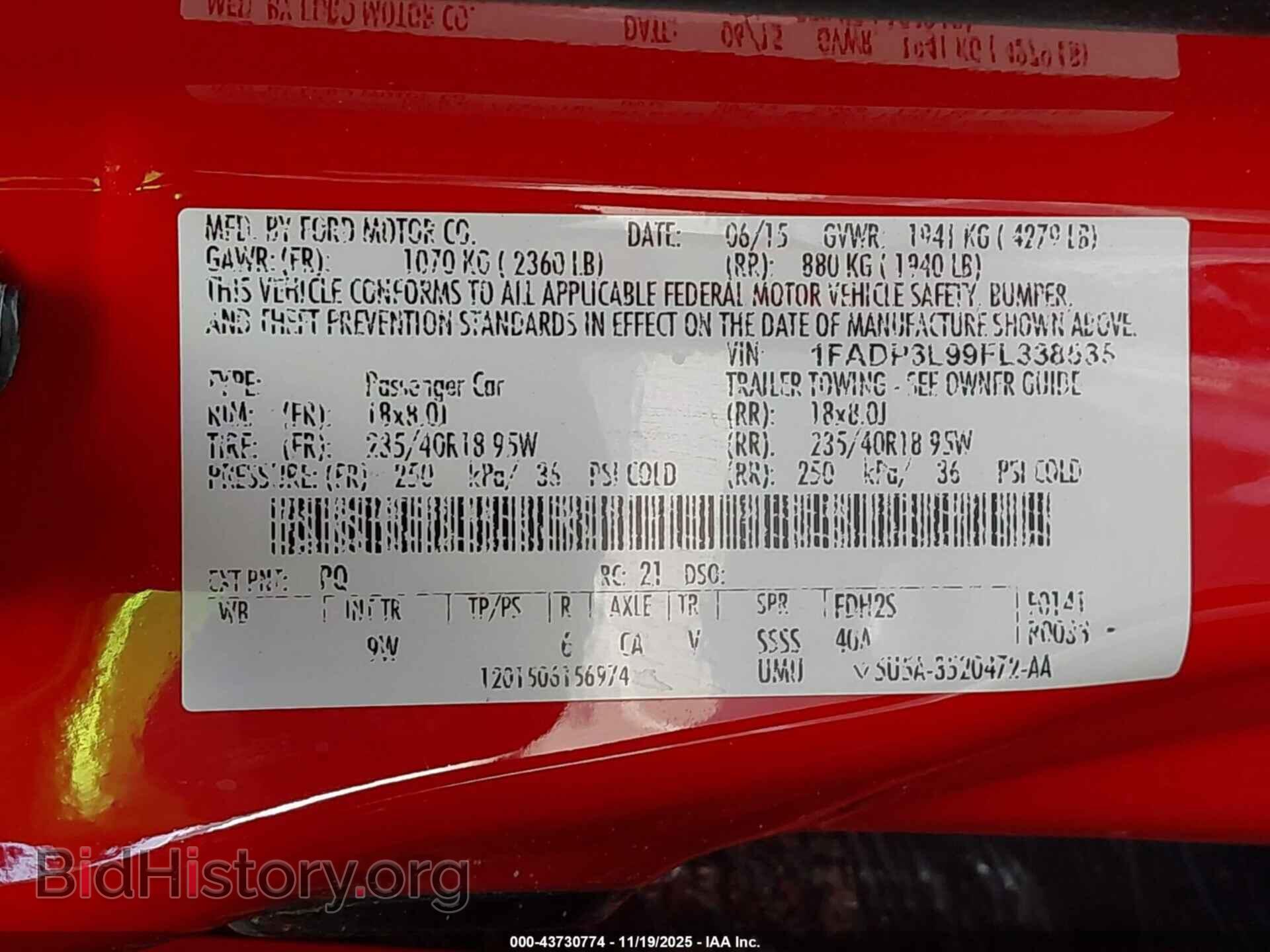 2015 FORD FOCUS ST - VIN: 1FADP3L99FL338535 - Фото 9