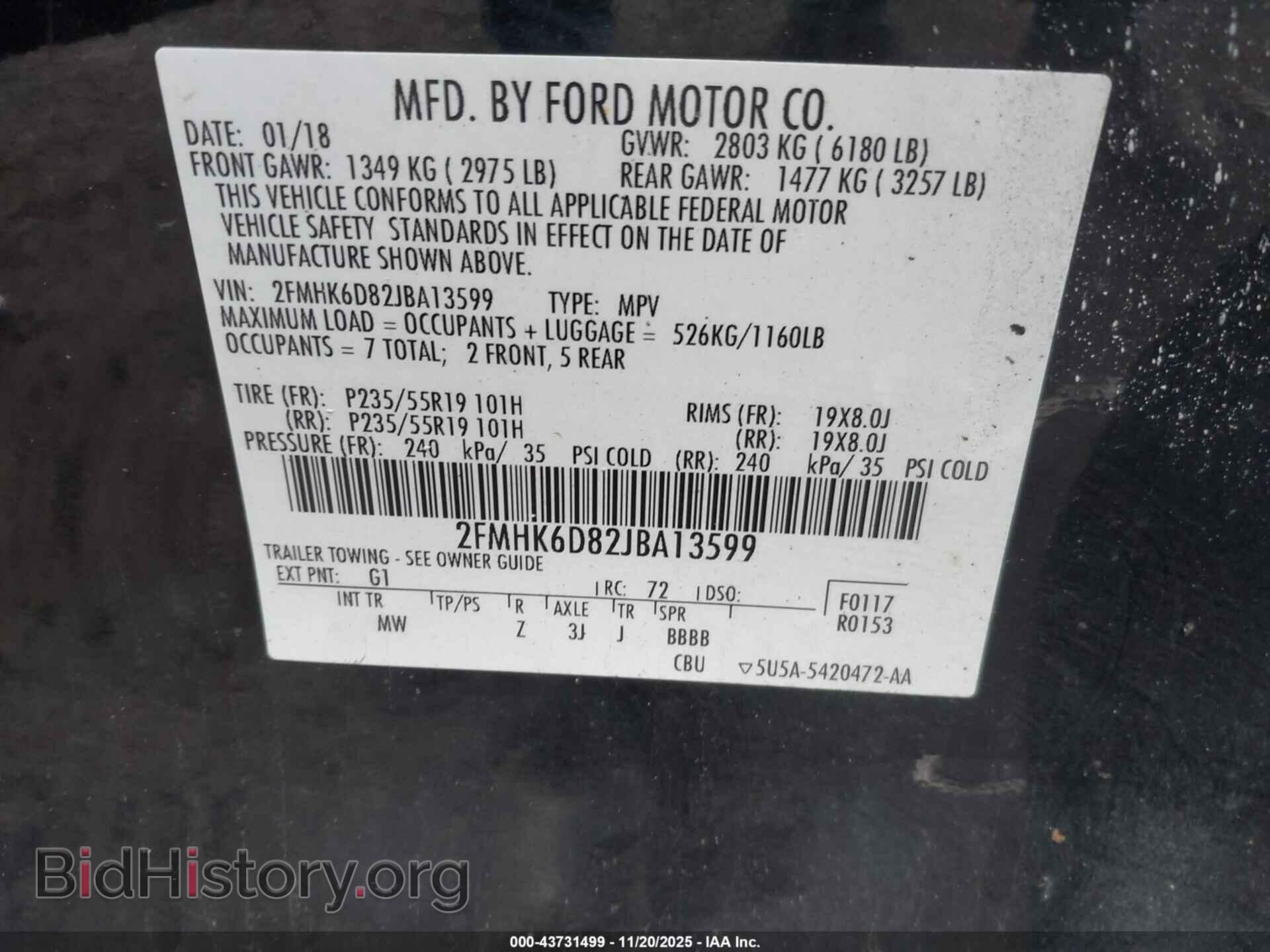 2018 FORD FLEX - VIN: 2FMHK6D82JBA13599 - Photo 9