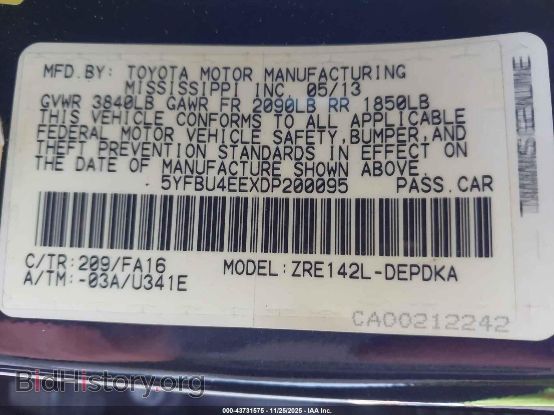 2013 TOYOTA COROLLA - VIN: 5YFBU4EEXDP200095 - Фото 9