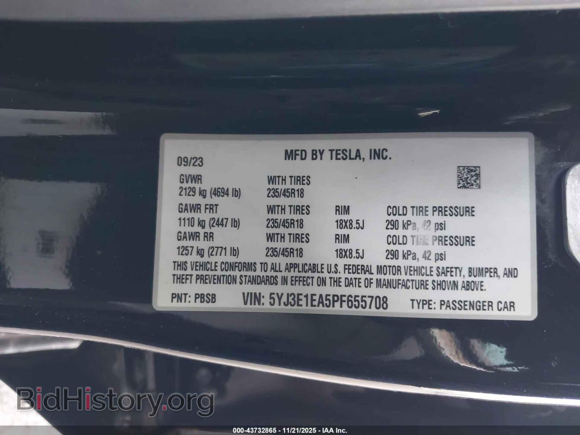 2023 TESLA MODEL 3 - VIN: 5YJ3E1EA5PF655708 - Фото 9