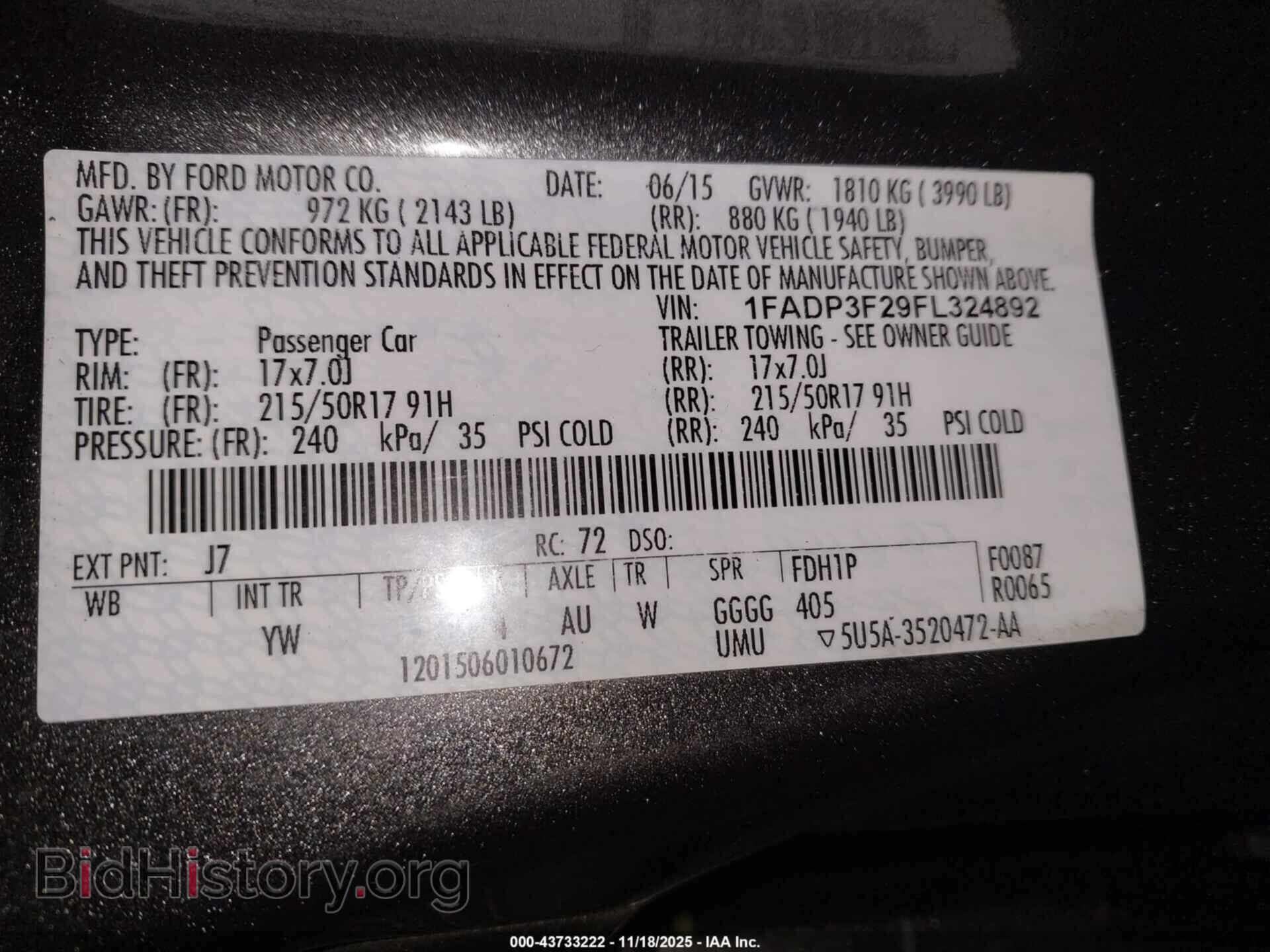 2015 FORD FOCUS - VIN: 1FADP3F29FL324892 - Фото 9