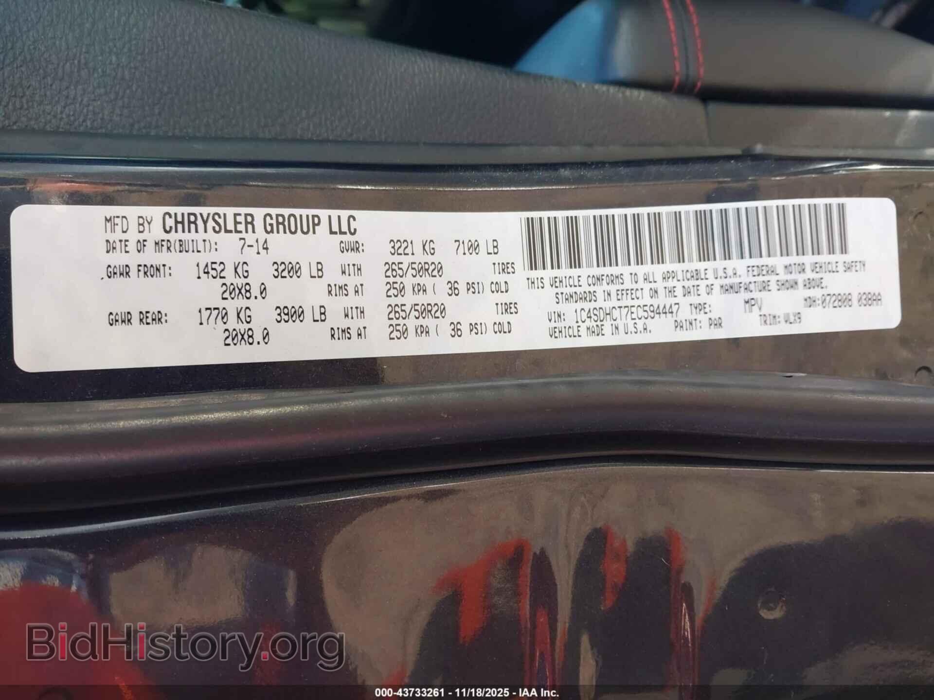 2014 DODGE DURANGO - VIN: 1C4SDHCT7EC594447 - Photo 9