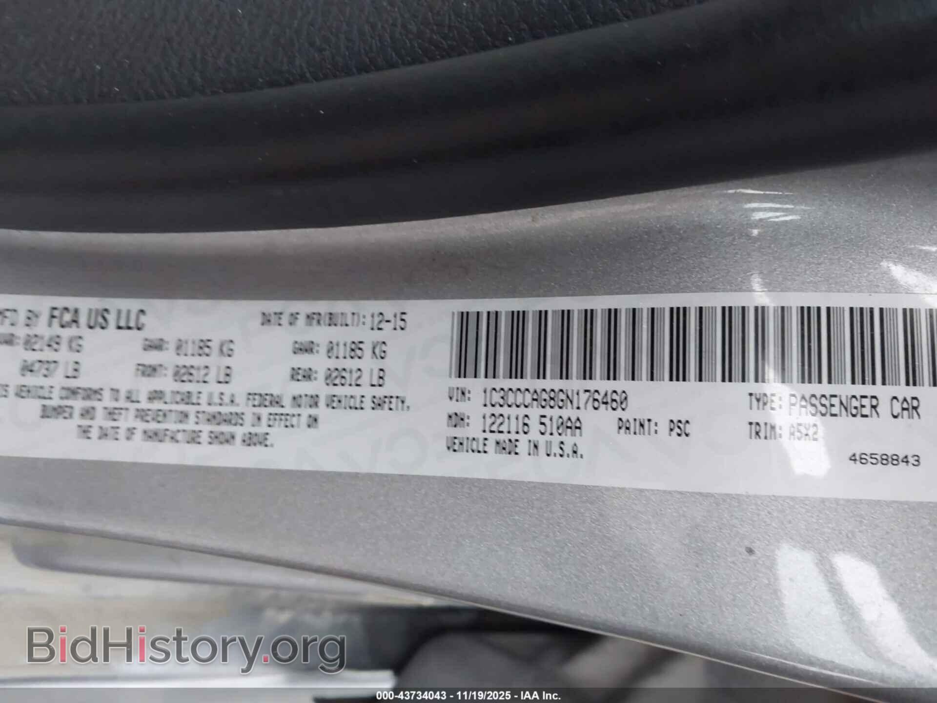 2016 CHRYSLER 200 - VIN: 1C3CCCAG8GN176460 - Фото 9