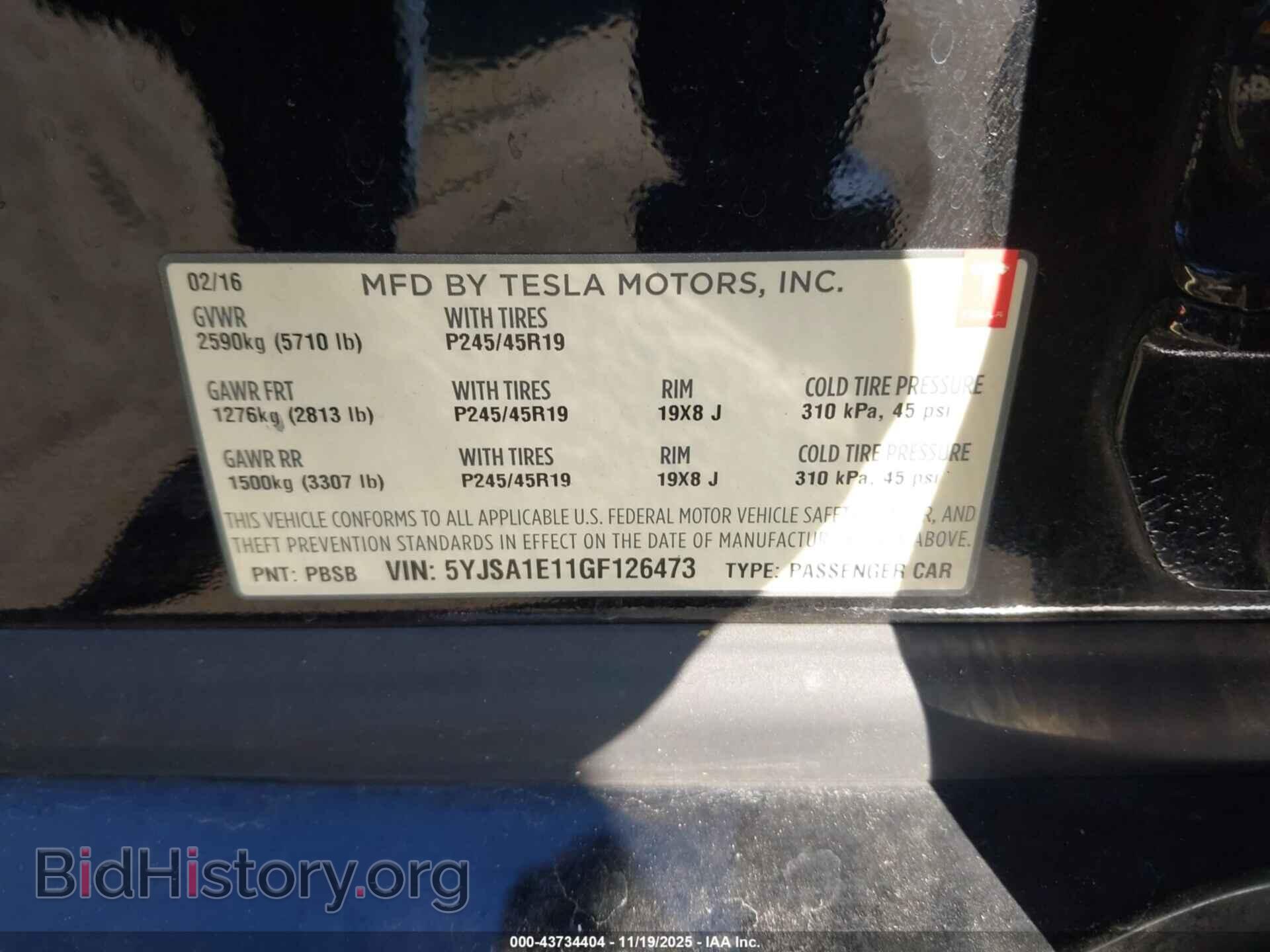 2016 TESLA MODEL S - VIN: 5YJSA1E11GF126473 - Фото 9