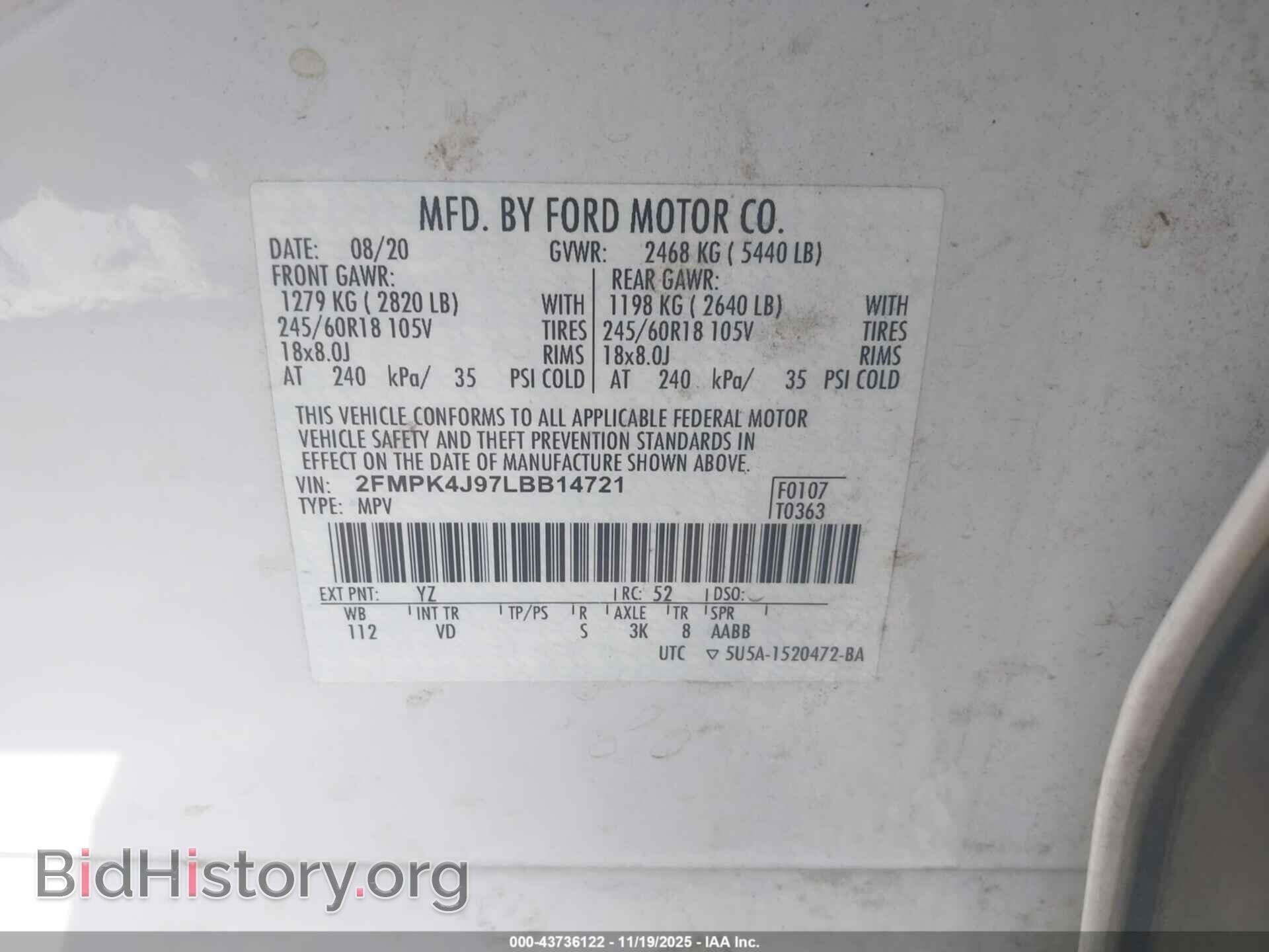 2020 FORD EDGE - VIN: 2FMPK4J97LBB14721 - Фото 9