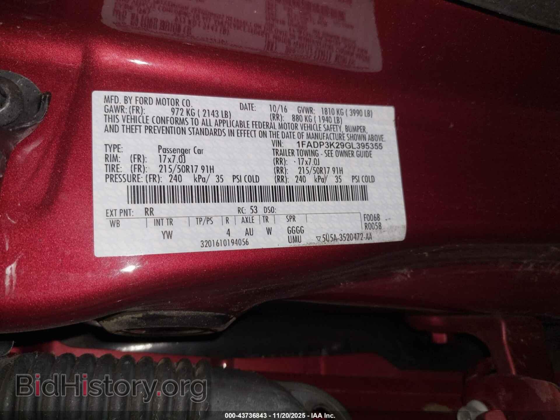 2016 FORD FOCUS - VIN: 1FADP3K29GL395355 - Фото 9