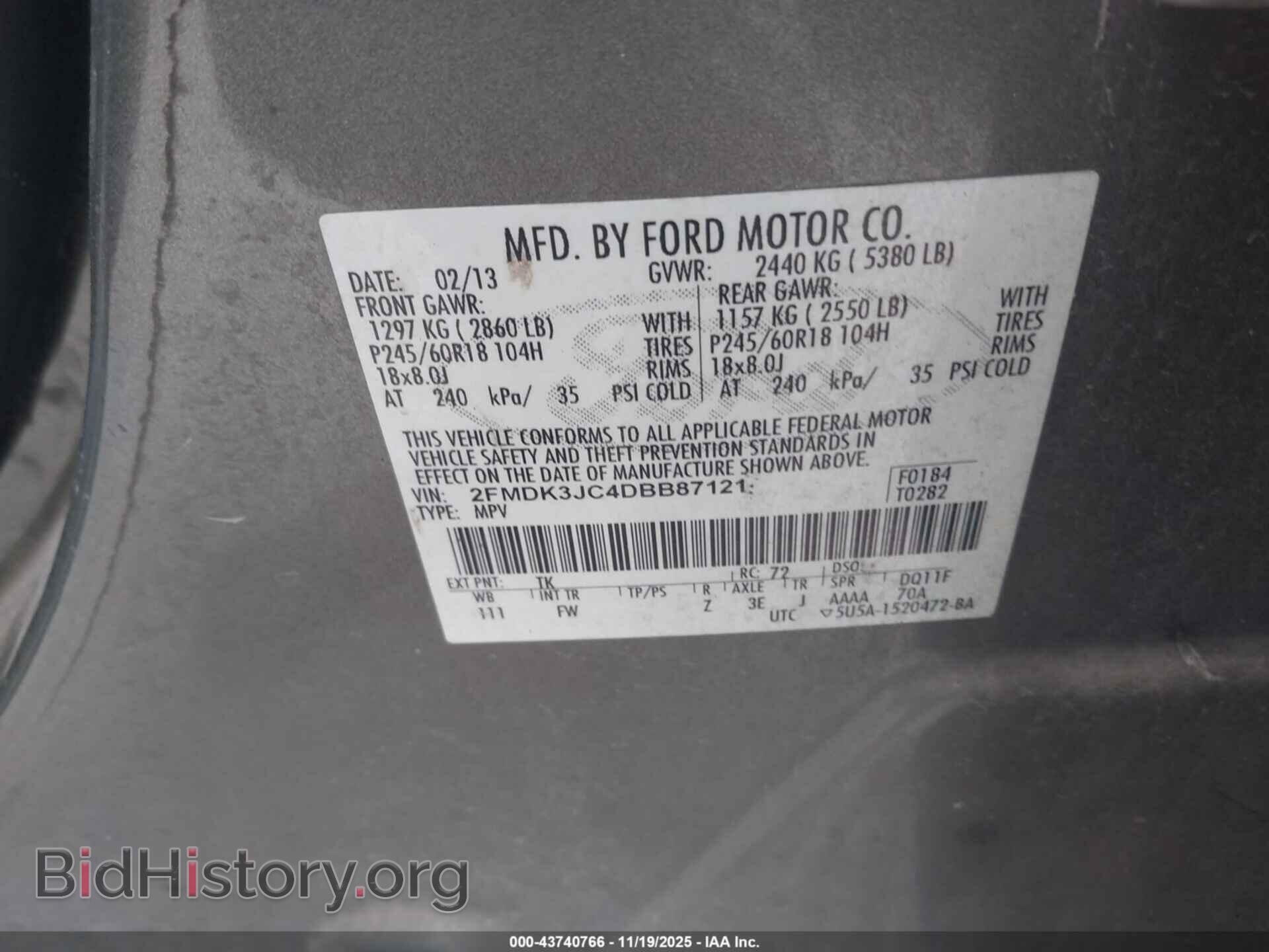 2013 FORD EDGE - VIN: 2FMDK3JC4DBB87121 - Photo 9