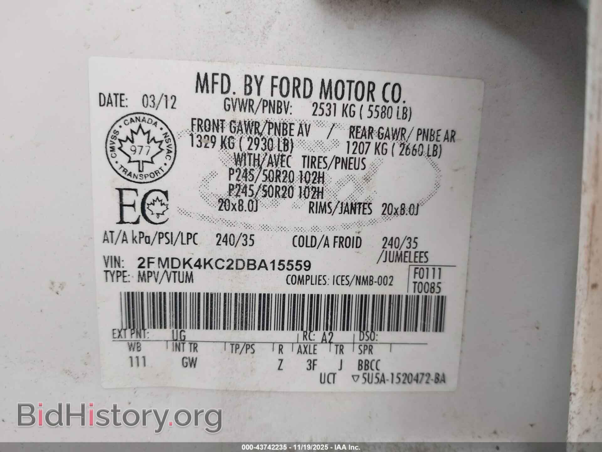 2013 FORD EDGE - VIN: 2FMDK4KC2DBA15559 - Photo 9