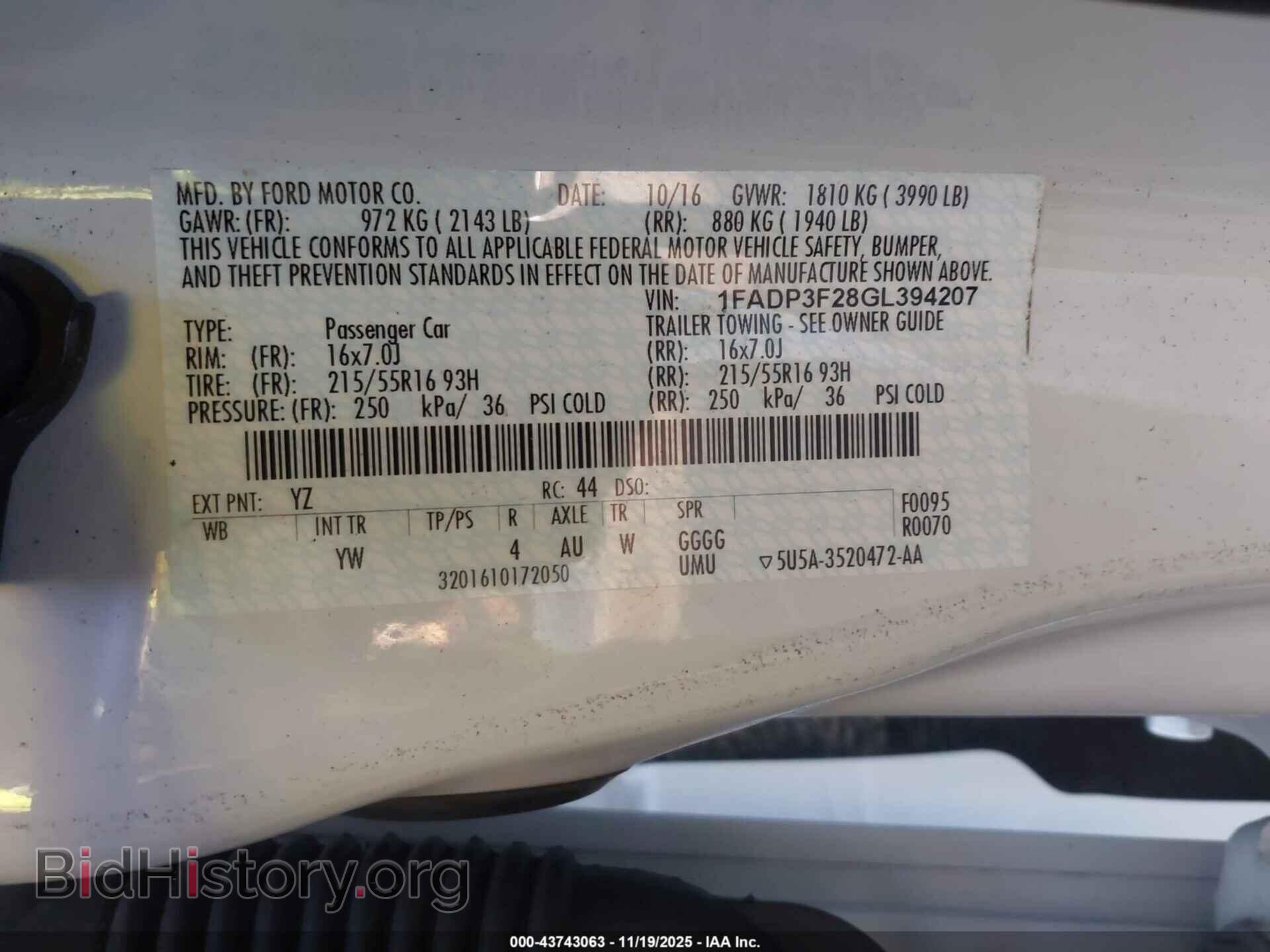 2016 FORD FOCUS - VIN: 1FADP3F28GL394207 - Фото 9