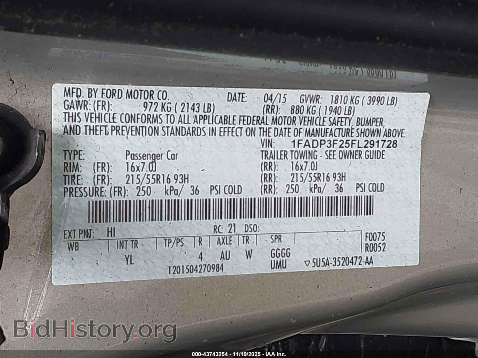 2015 FORD FOCUS - VIN: 1FADP3F25FL291728 - Фото 9