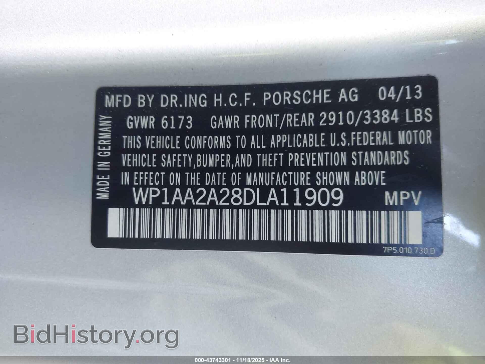 2013 PORSCHE CAYENNE - VIN: WP1AA2A28DLA11909 - Фото 9