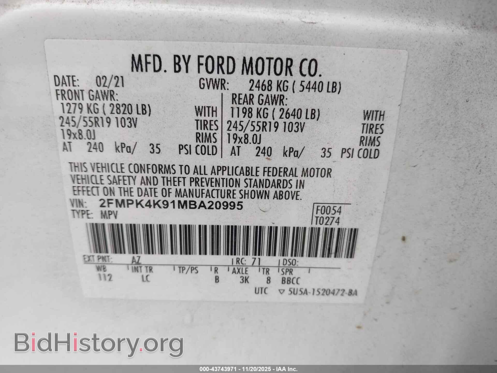 2021 FORD EDGE - VIN: 2FMPK4K91MBA20995 - Photo 9