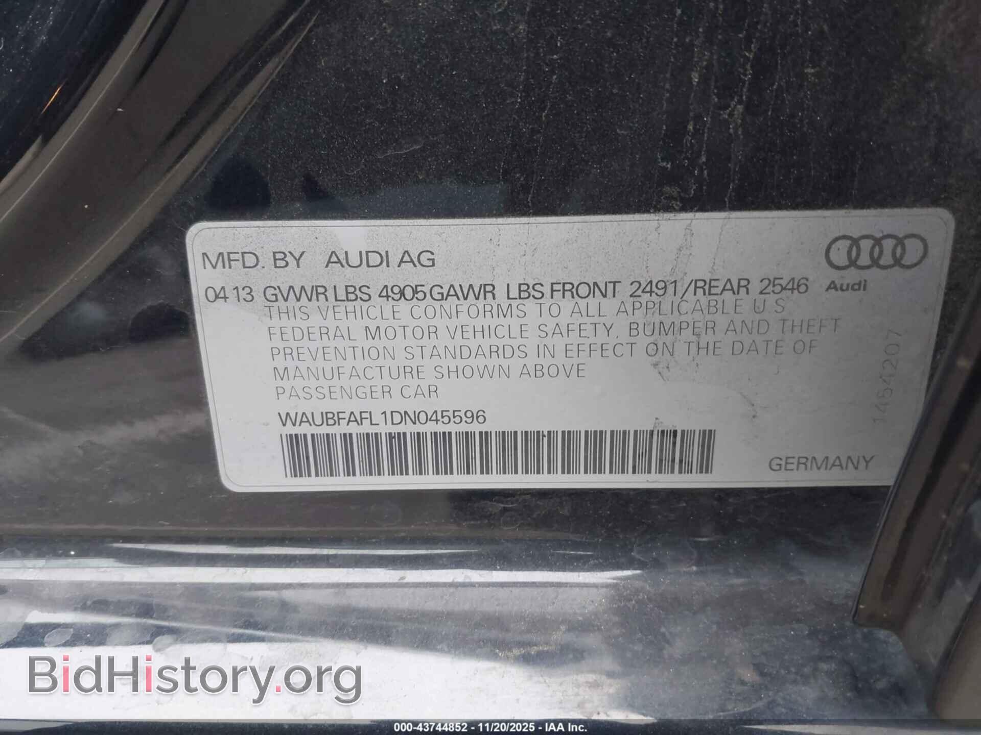2013 AUDI A4 - VIN: WAUBFAFL1DN045596 - Photo 9