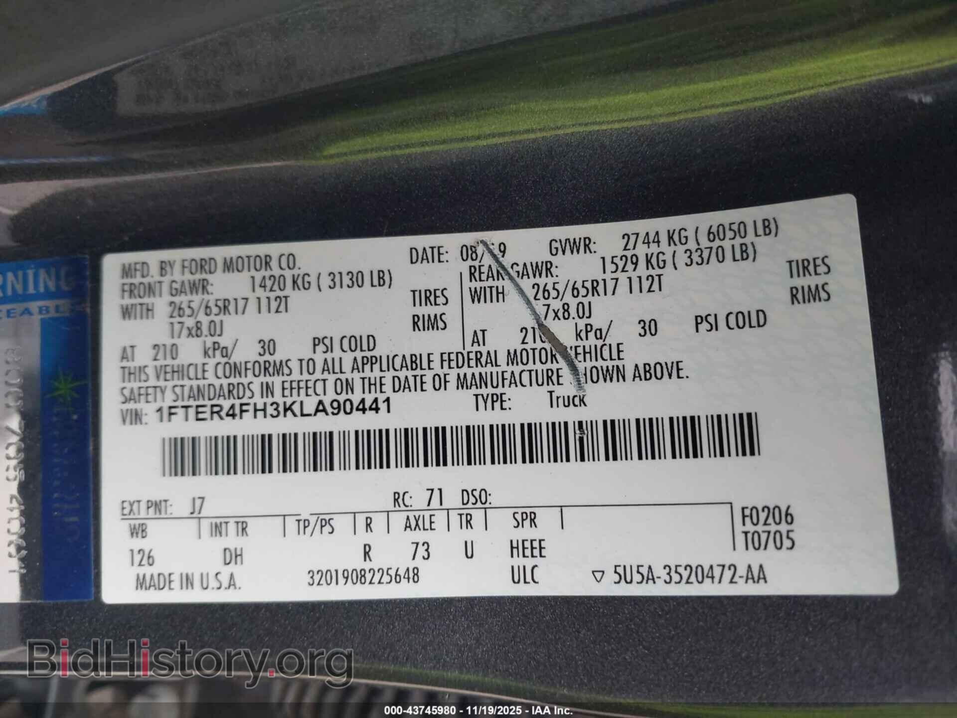 2019 FORD RANGER - VIN: 1FTER4FH3KLA90441 - Фото 9