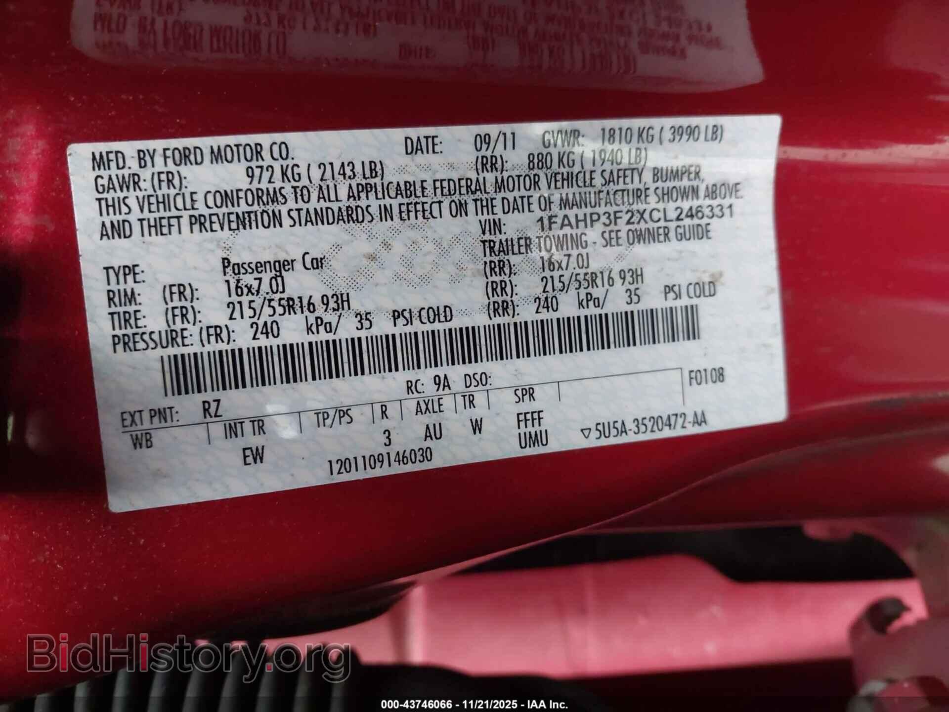 2012 FORD FOCUS - VIN: 1FAHP3F2XCL246331 - Фото 9