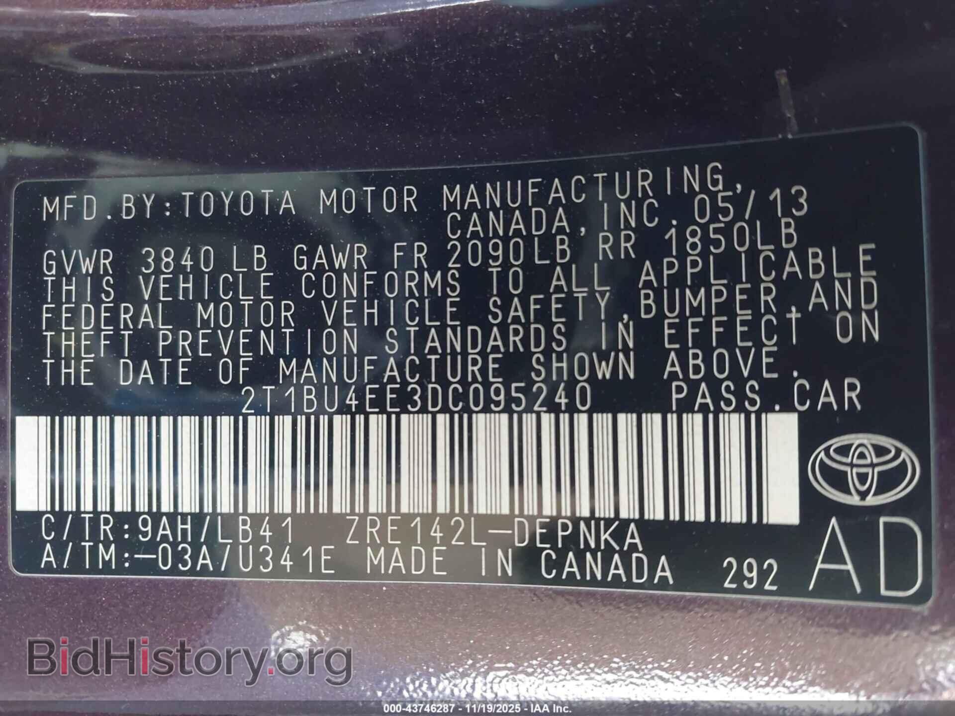 2013 TOYOTA COROLLA - VIN: 2T1BU4EE3DC095240 - Фото 9