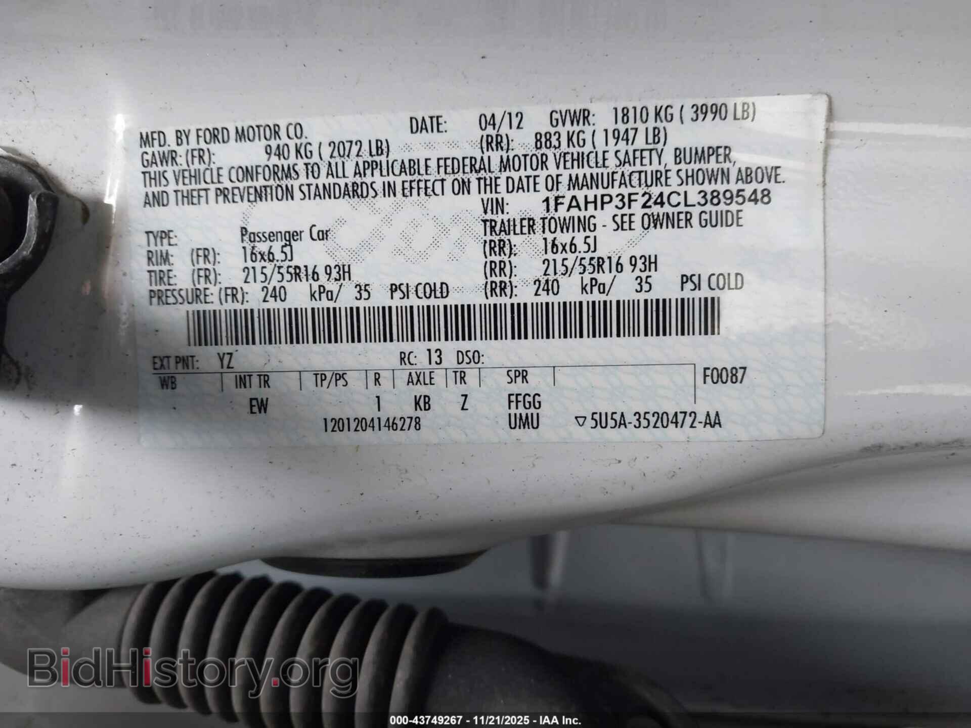 2012 FORD FOCUS - VIN: 1FAHP3F24CL389548 - Фото 9