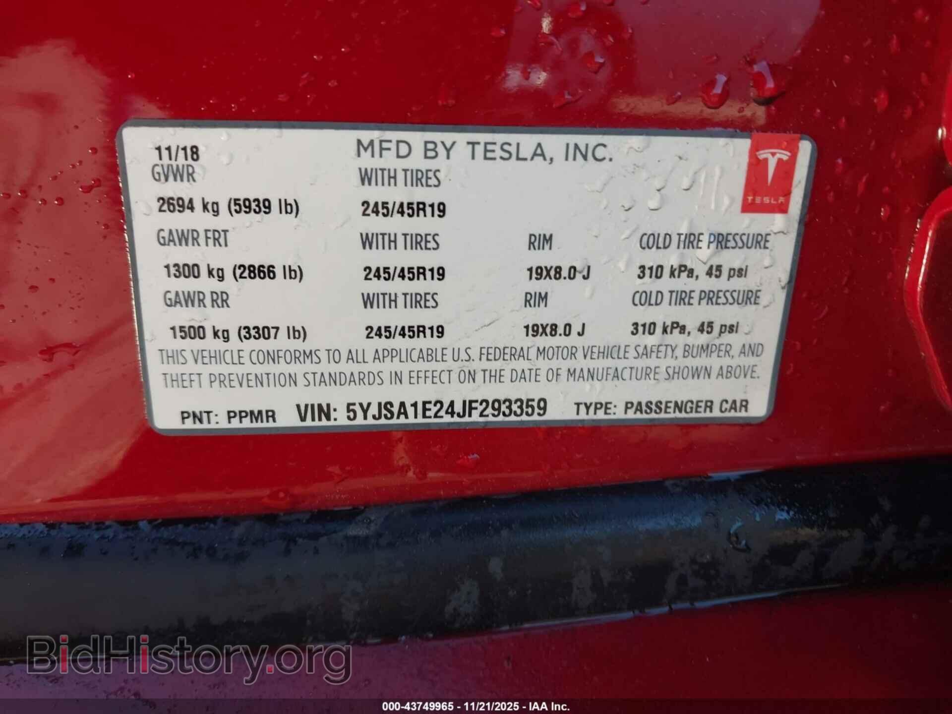 2018 TESLA MODEL S - VIN: 5YJSA1E24JF293359 - Photo 9
