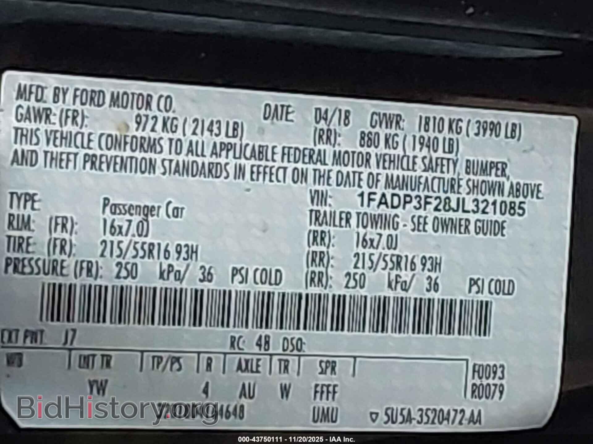 2018 FORD FOCUS - VIN: 1FADP3F28JL321085 - Фото 9
