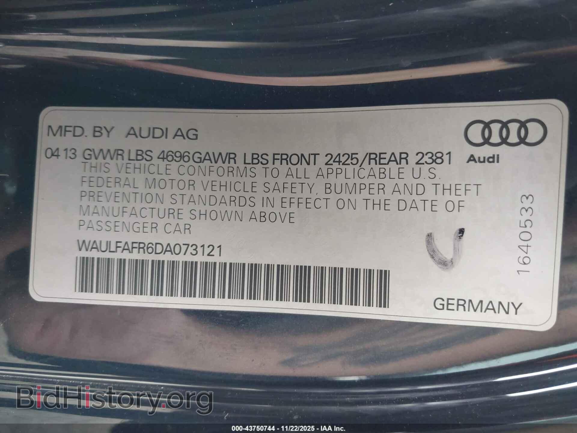 2013 AUDI A5 - VIN: WAULFAFR6DA073121 - Фото 9