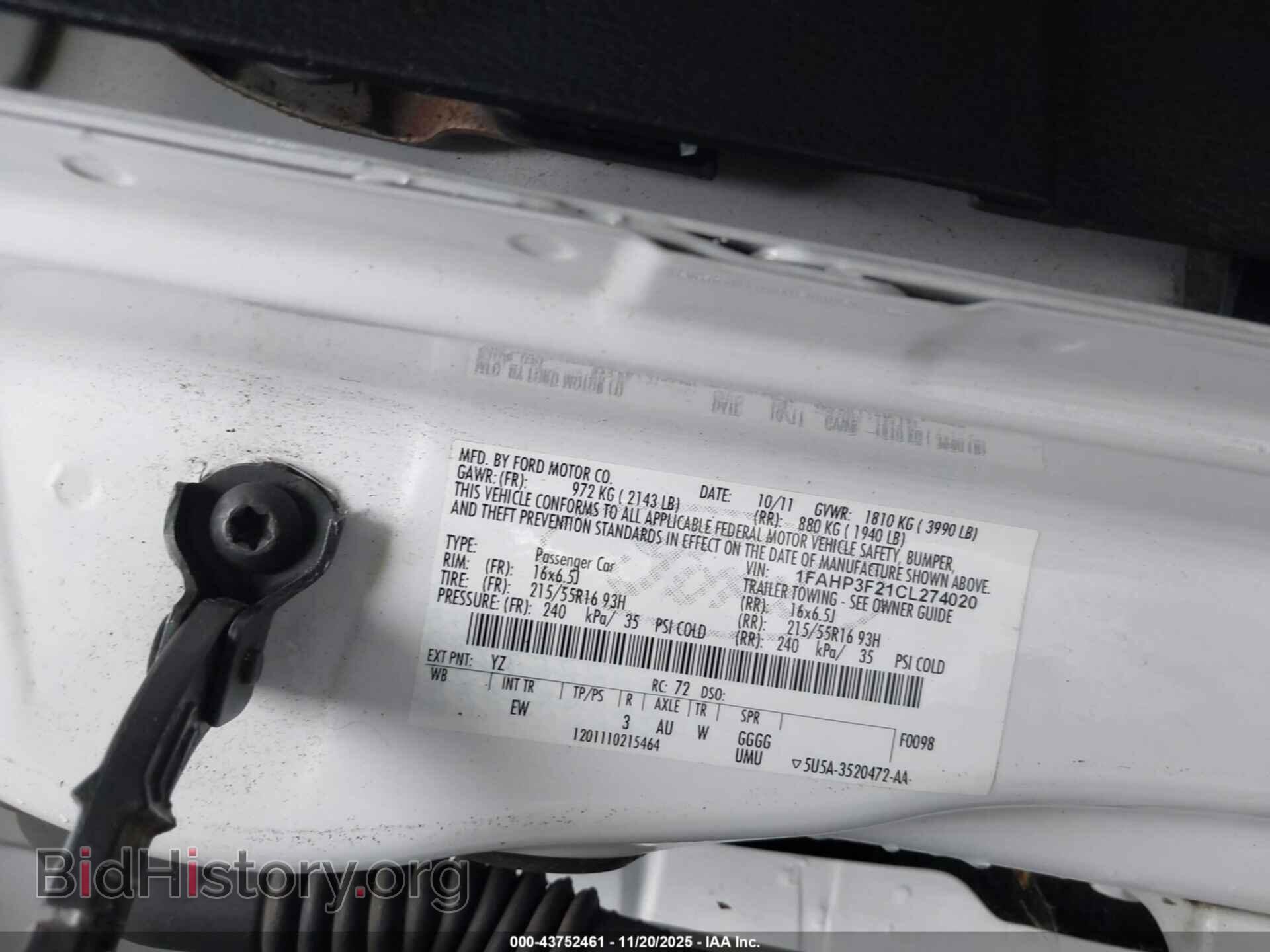 2012 FORD FOCUS - VIN: 1FAHP3F21CL274020 - Фото 9
