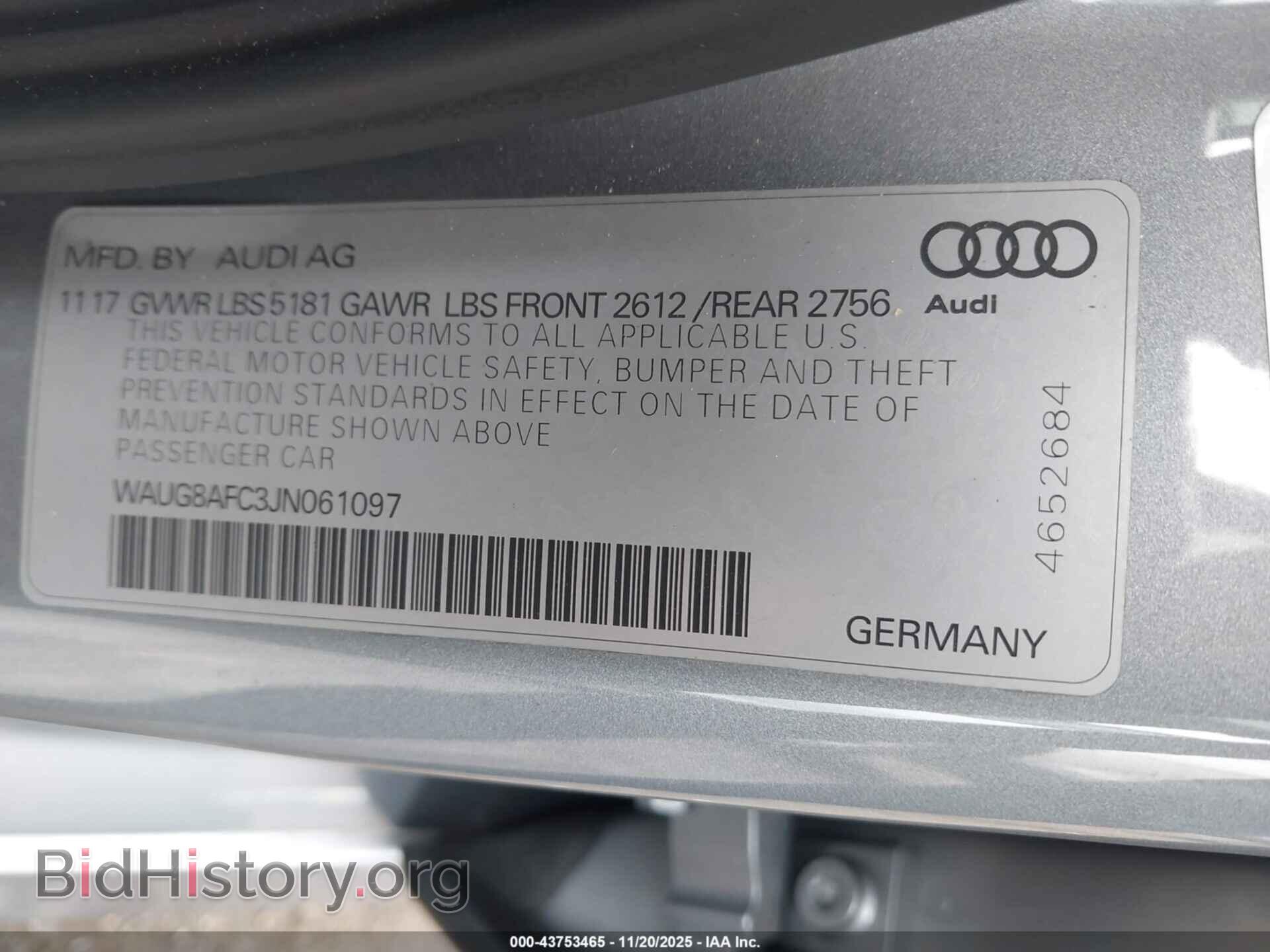 2018 AUDI A6 - VIN: WAUG8AFC3JN061097 - Photo 9