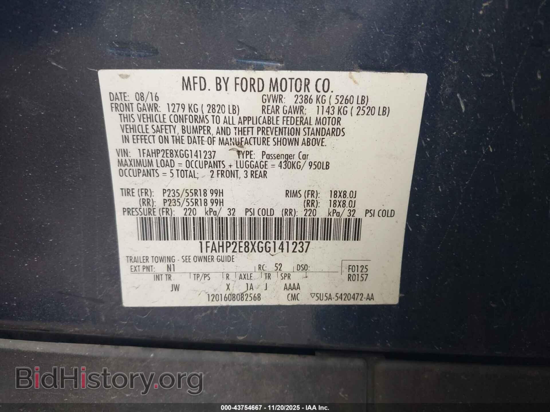 2016 FORD TAURUS - VIN: 1FAHP2E8XGG141237 - Фото 9