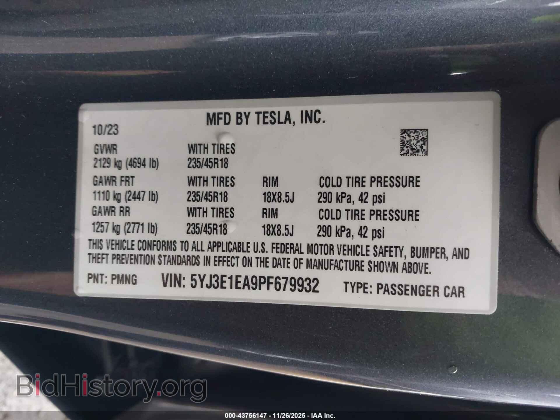 2023 TESLA MODEL 3 - VIN: 5YJ3E1EA9PF679932 - Фото 9