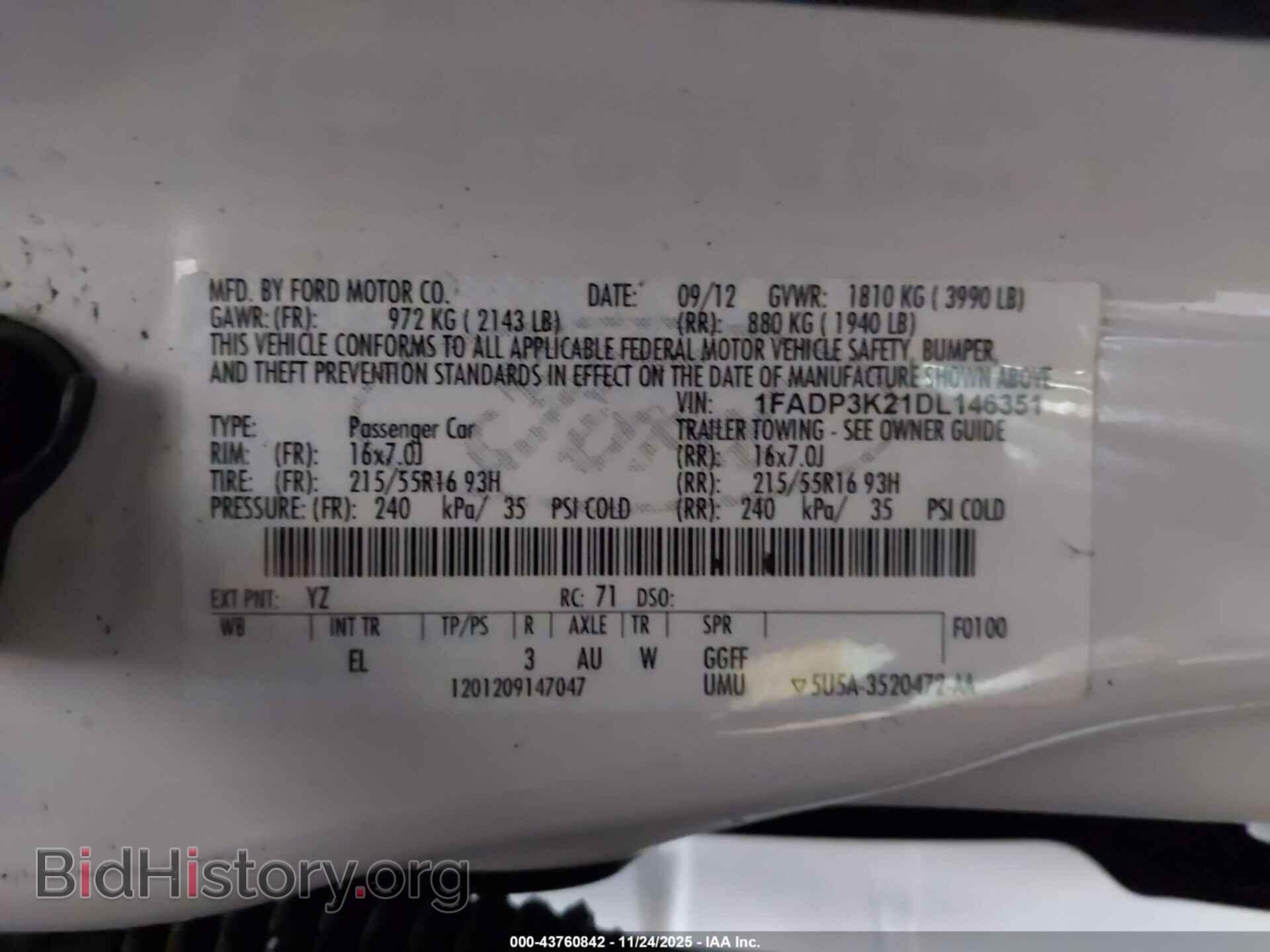 2013 FORD FOCUS - VIN: 1FADP3K21DL146351 - Фото 9