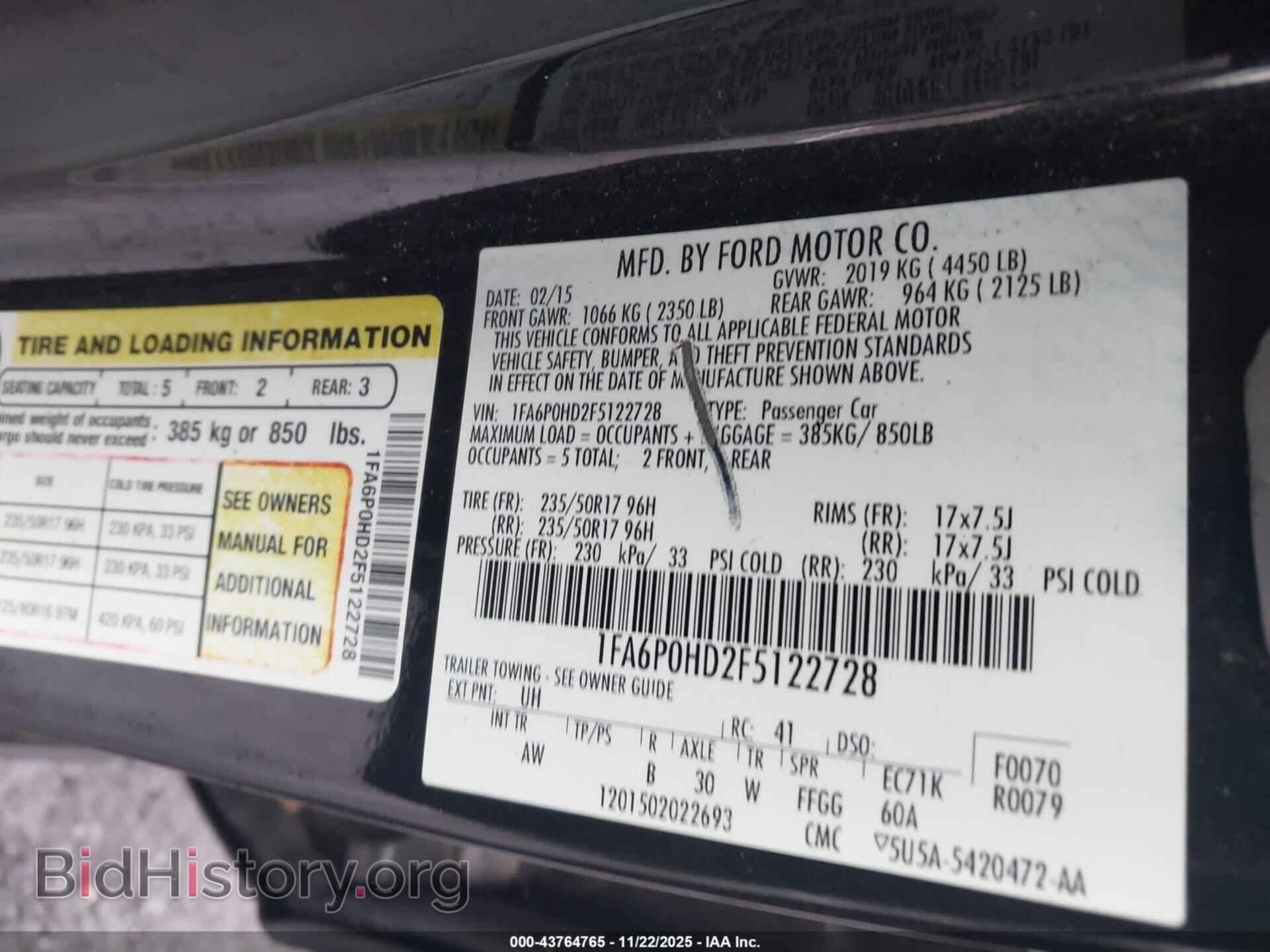 2015 FORD FUSION - VIN: 1FA6P0HD2F5122728 - Фото 9
