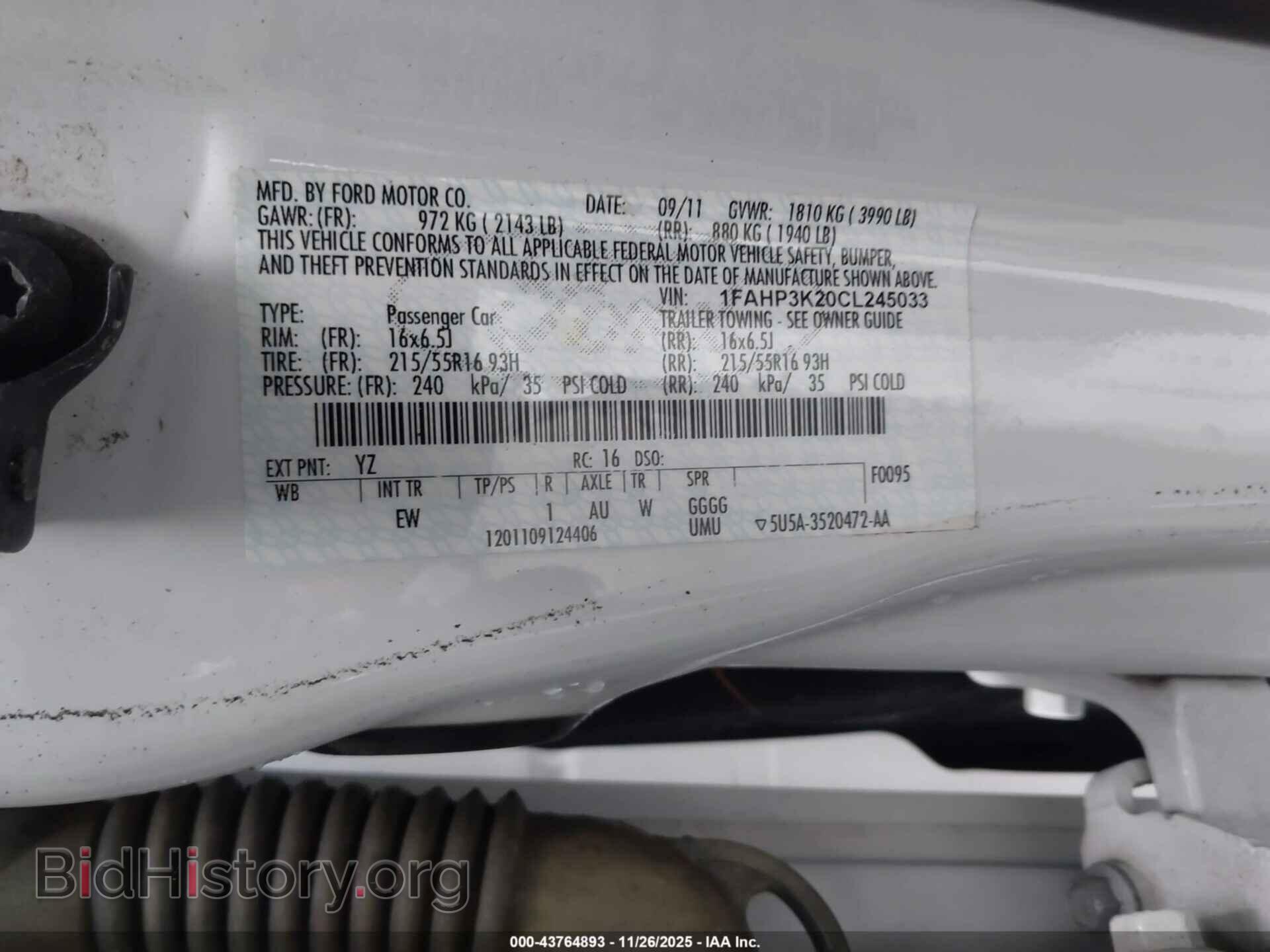 2012 FORD FOCUS - VIN: 1FAHP3K20CL245033 - Фото 9