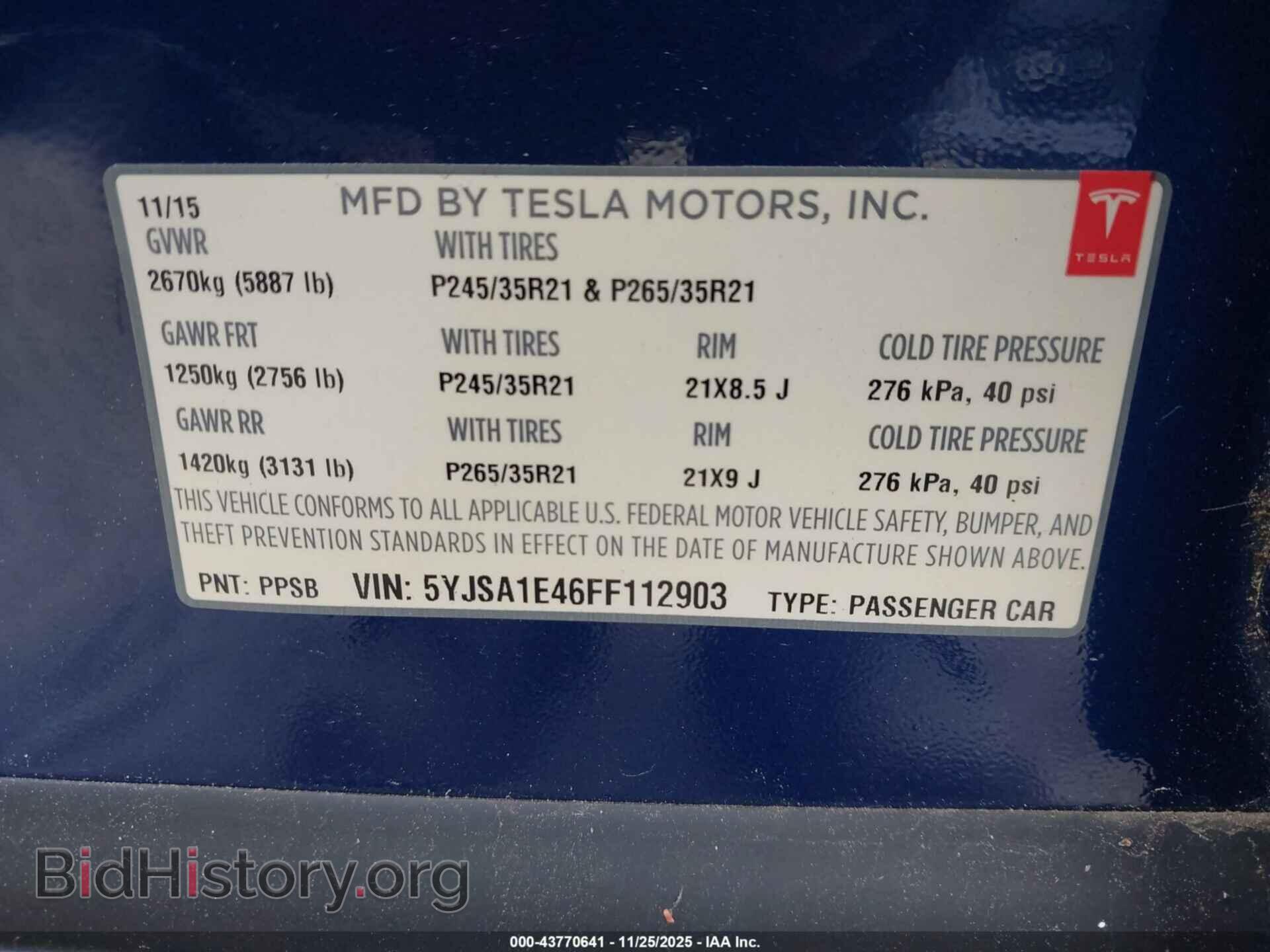 2015 TESLA MODEL S - VIN: 5YJSA1E46FF112903 - Photo 9