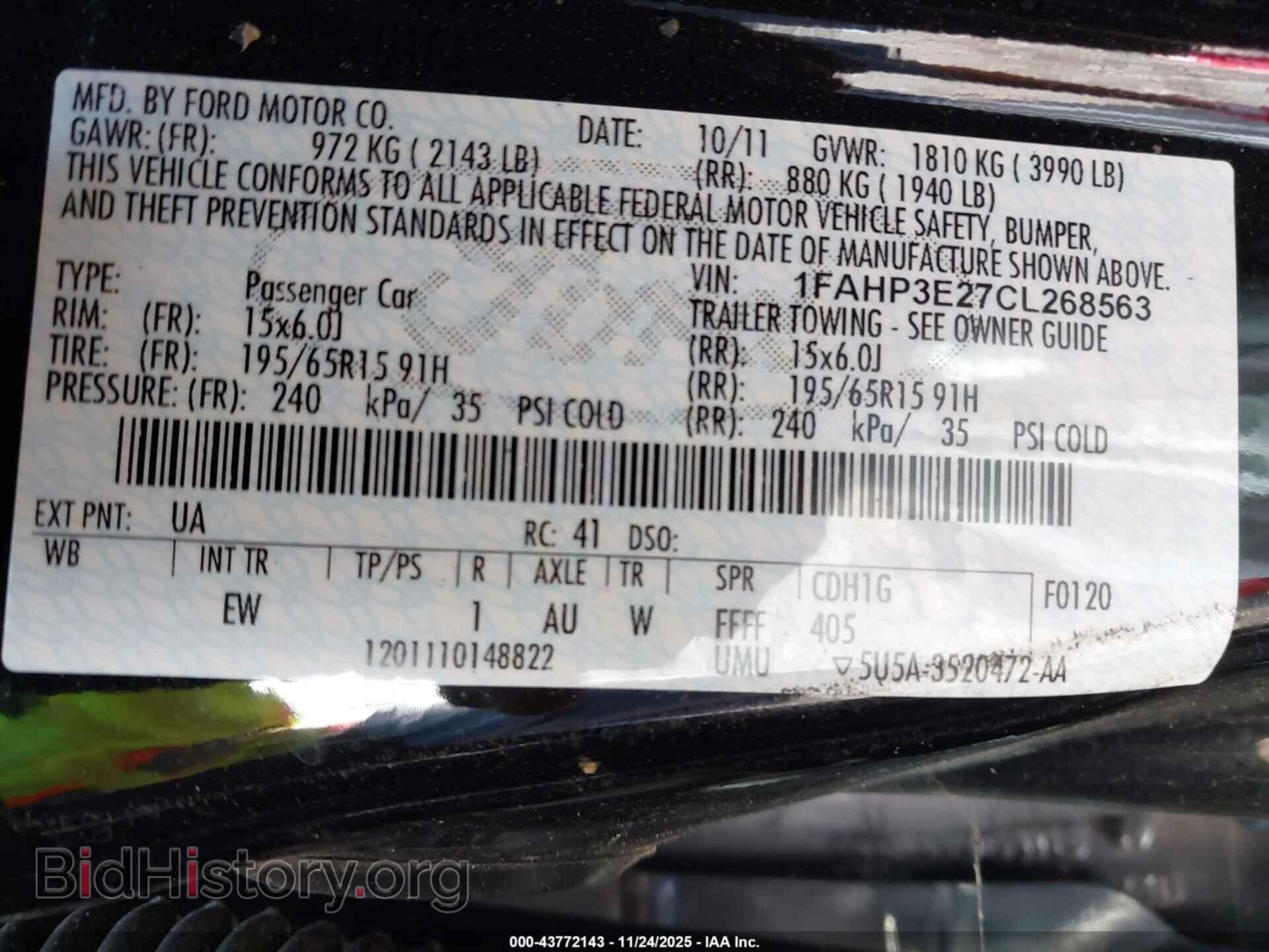 2012 FORD FOCUS - VIN: 1FAHP3E27CL268563 - Фото 9