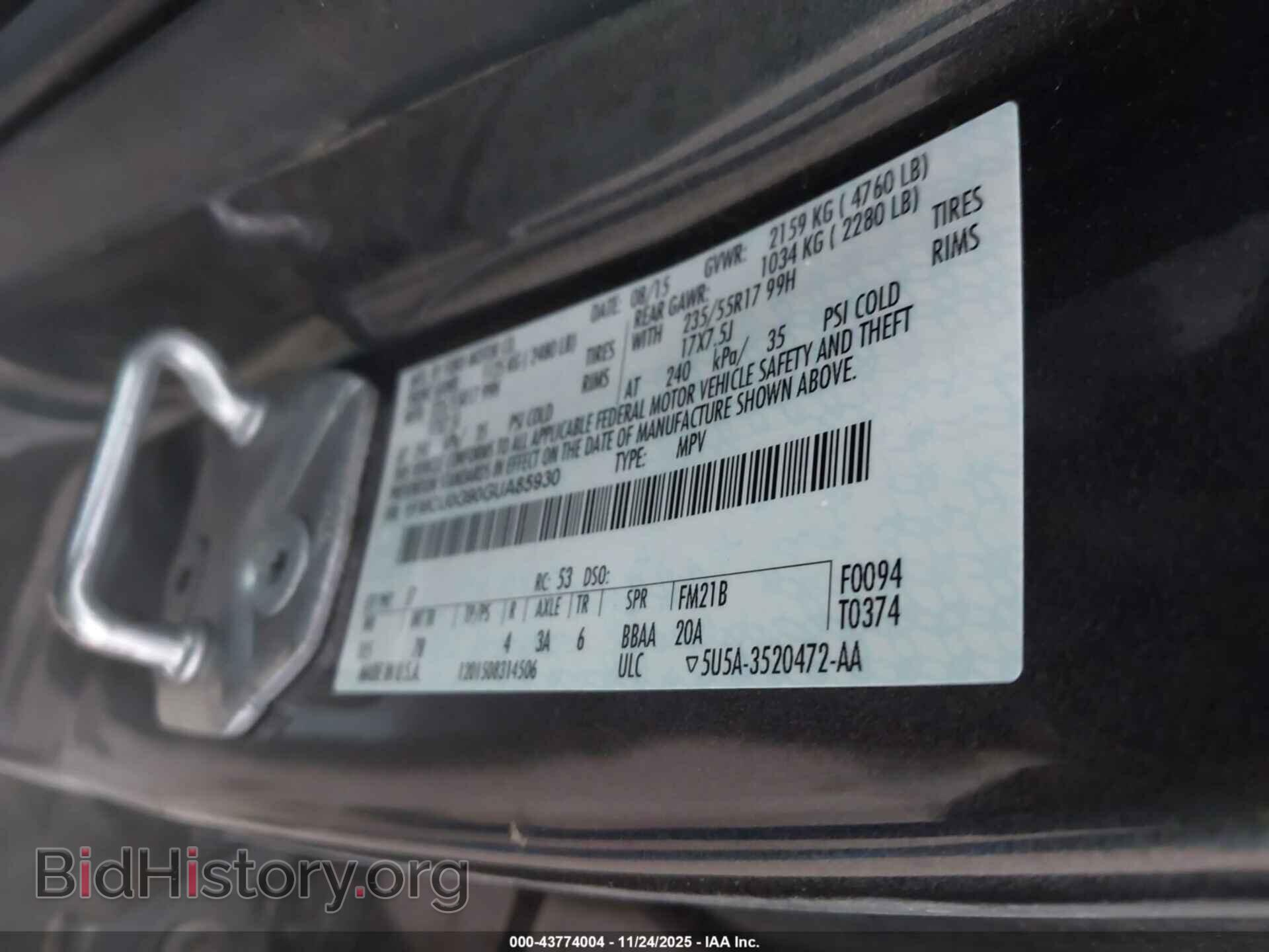 2016 FORD ESCAPE - VIN: 1FMCU0G90GUA85930 - Фото 9