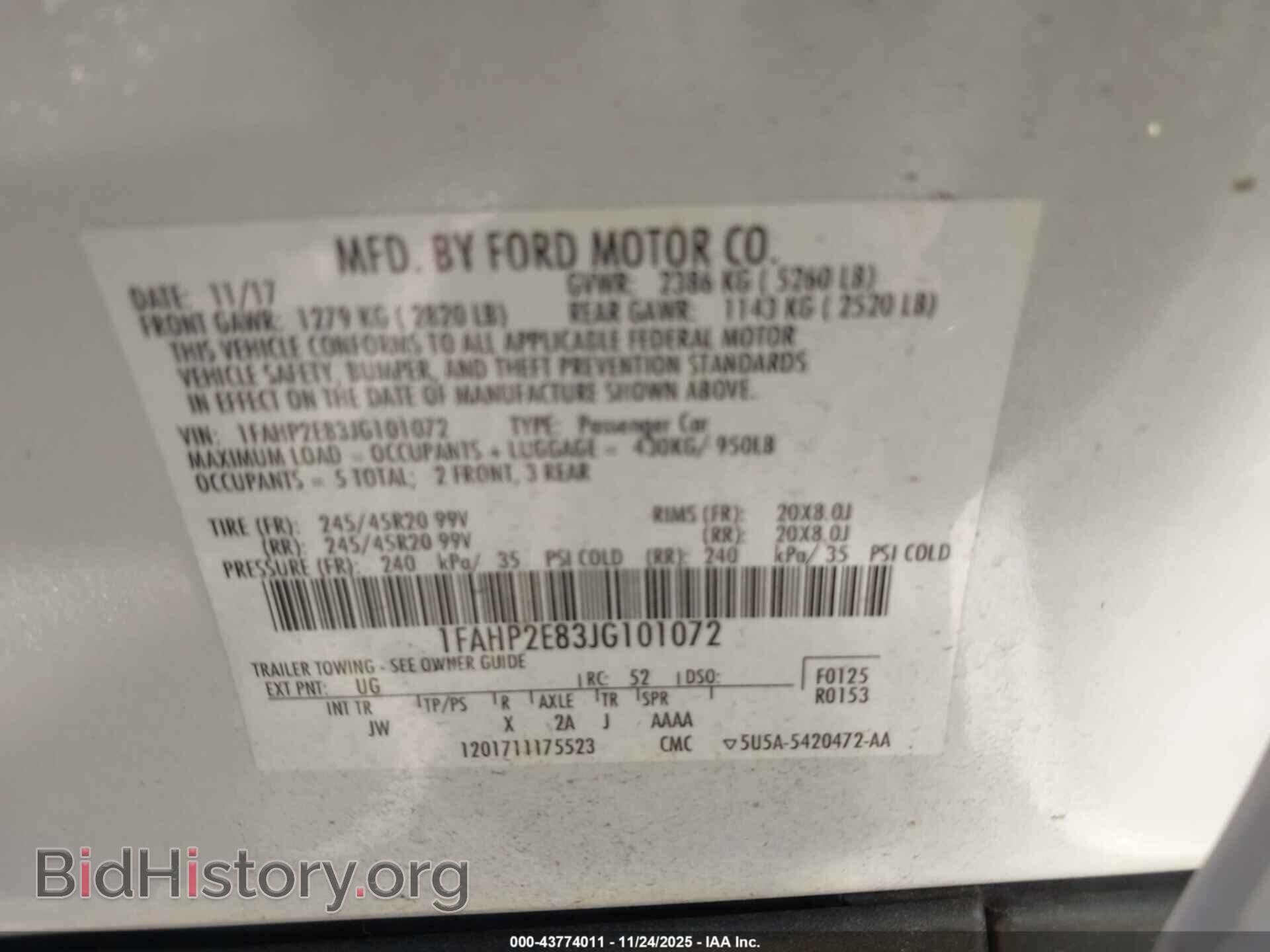2018 FORD TAURUS - VIN: 1FAHP2E83JG101072 - Фото 9