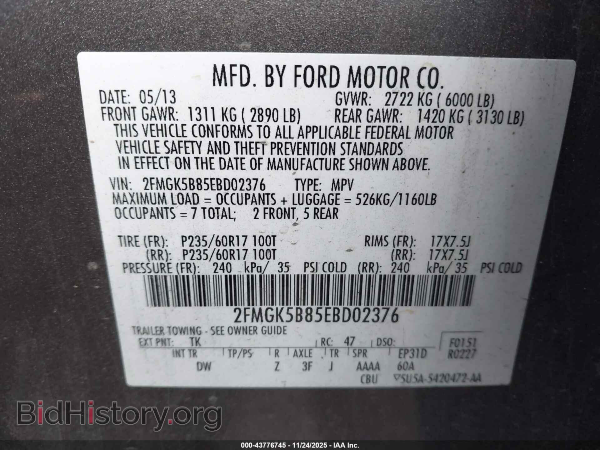 2014 FORD FLEX - VIN: 2FMGK5B85EBD02376 - Photo 9