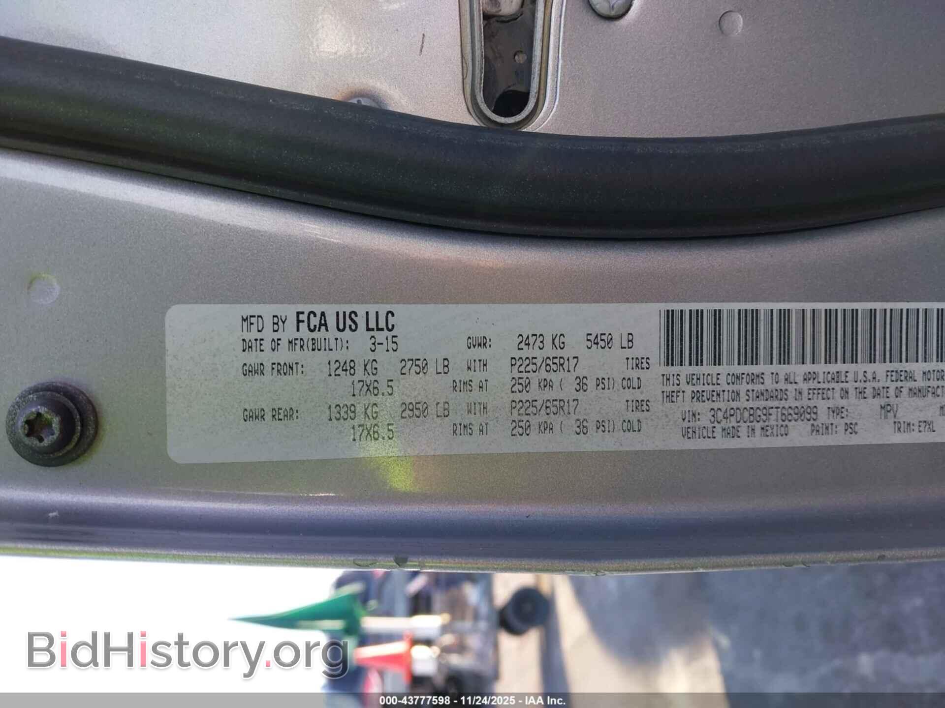 2015 DODGE JOURNEY - VIN: 3C4PDCBG9FT669099 - Фото 9