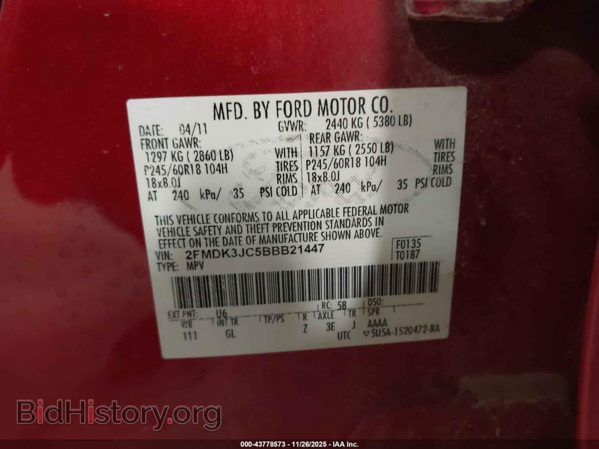 2011 FORD EDGE - VIN: 2FMDK3JC5BBB21447 - Photo 9