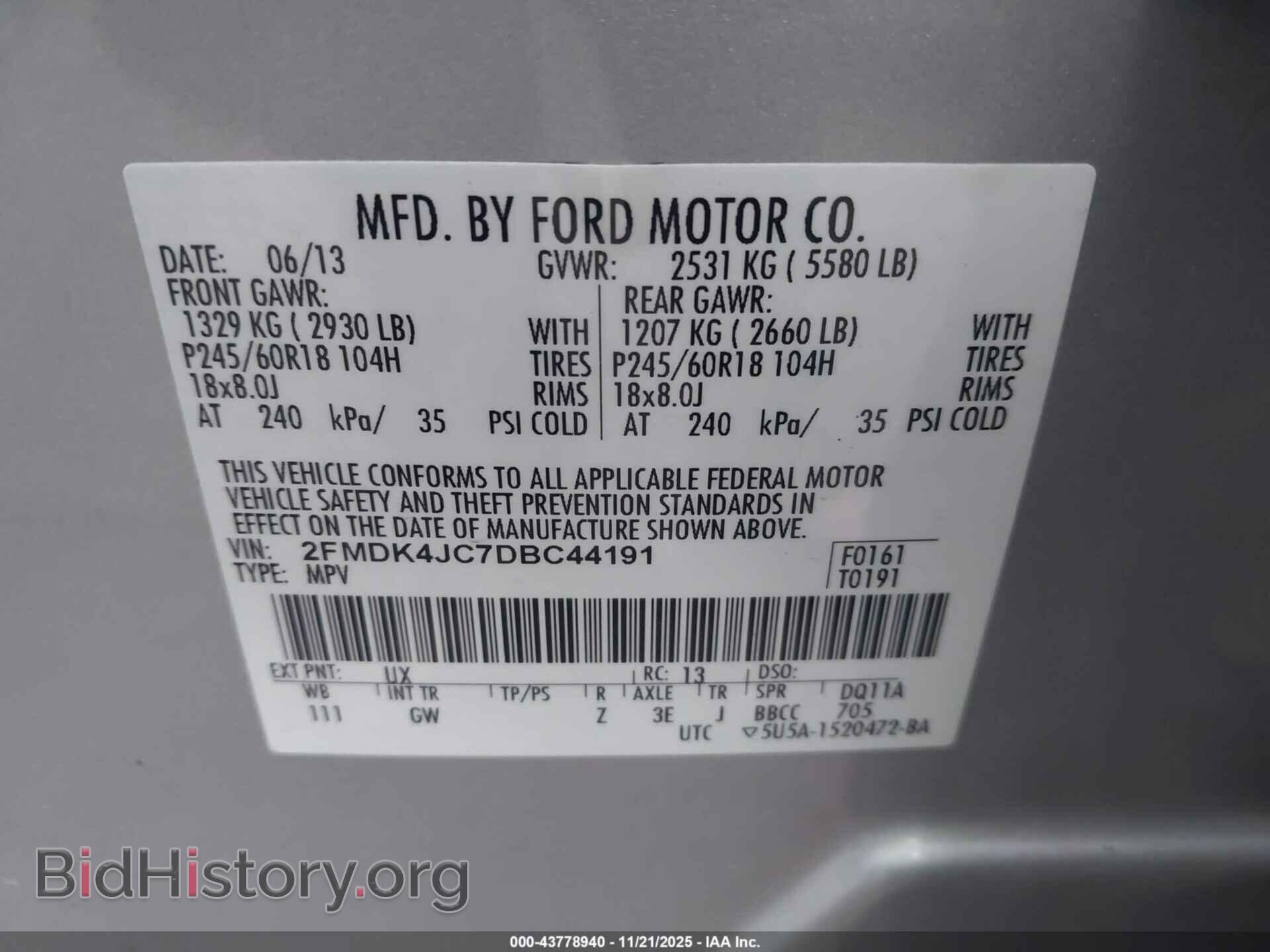 2013 FORD EDGE - VIN: 2FMDK4JC7DBC44191 - Photo 9