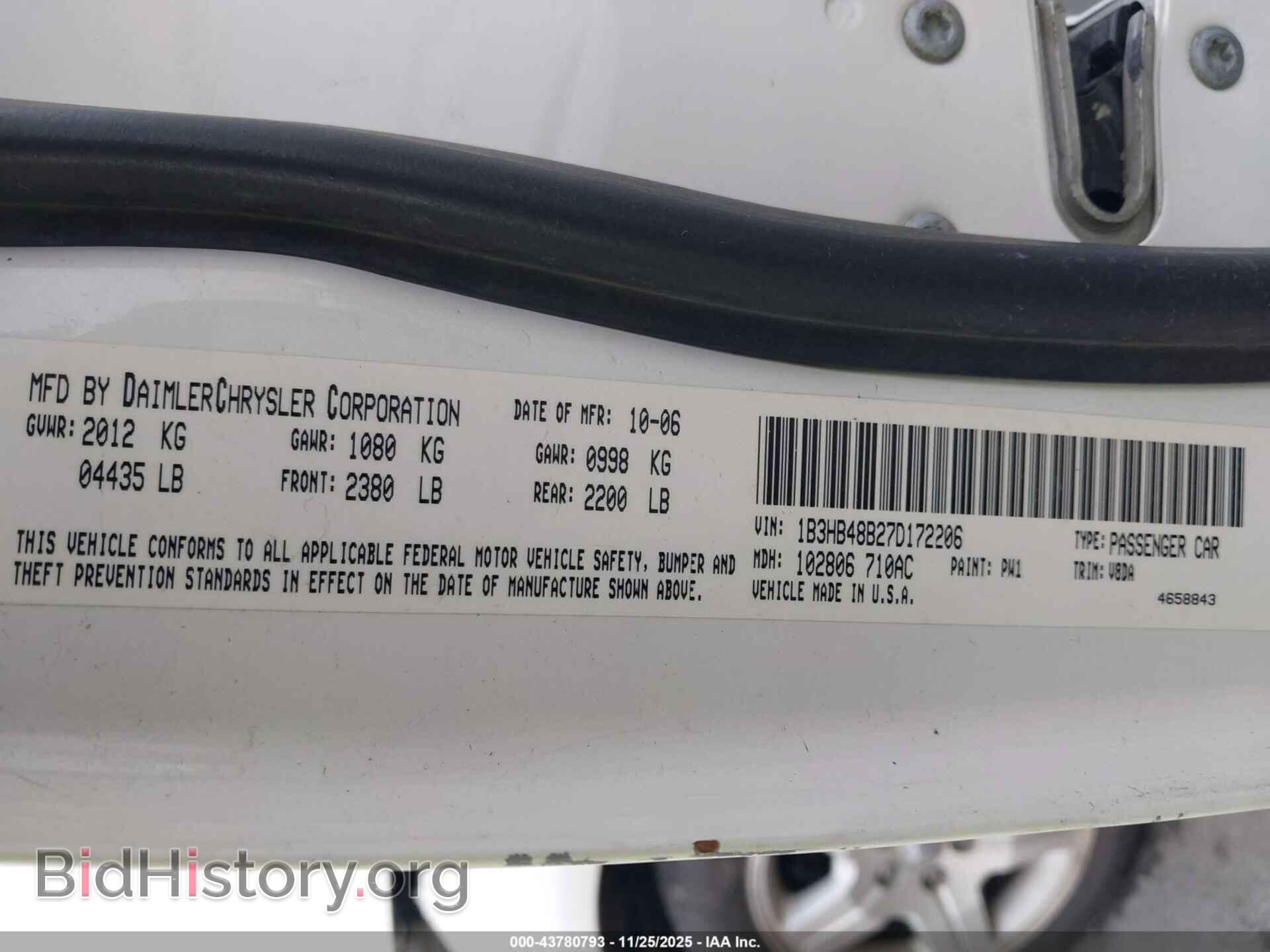2007 DODGE CALIBER - VIN: 1B3HB48B27D172206 - Photo 9