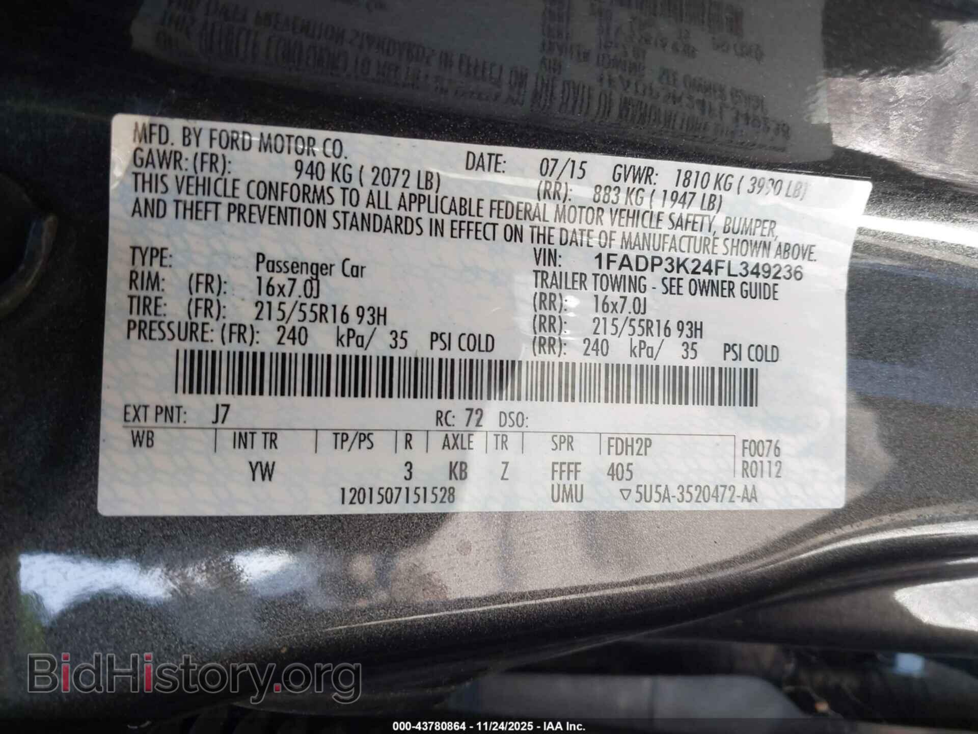 2015 FORD FOCUS - VIN: 1FADP3K24FL349236 - Фото 9