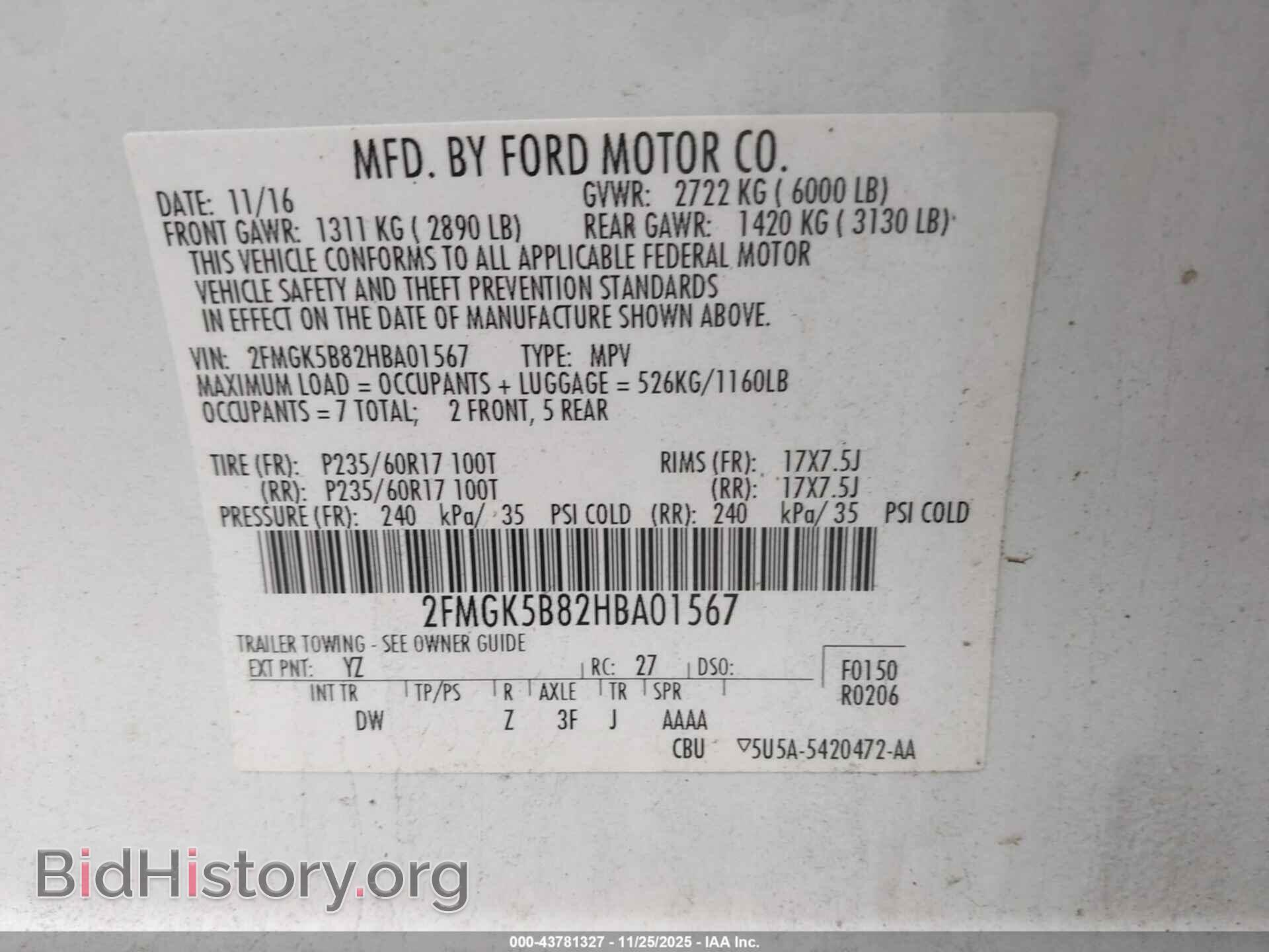 2017 FORD FLEX - VIN: 2FMGK5B82HBA01567 - Photo 9