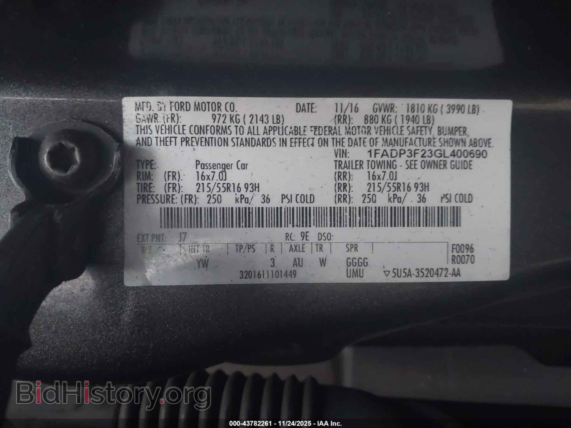 2016 FORD FOCUS - VIN: 1FADP3F23GL400690 - Фото 9