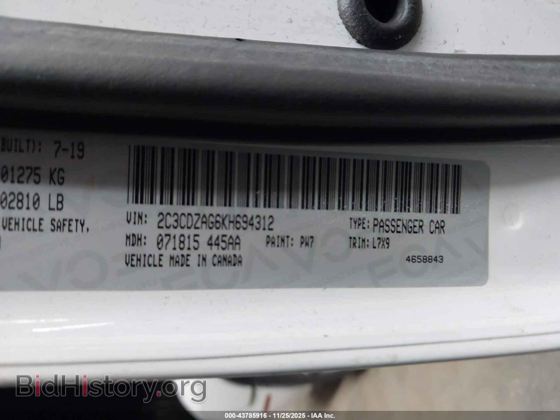 2019 DODGE CHALLENGER - VIN: 2C3CDZAG6KH694312 - Фото 9